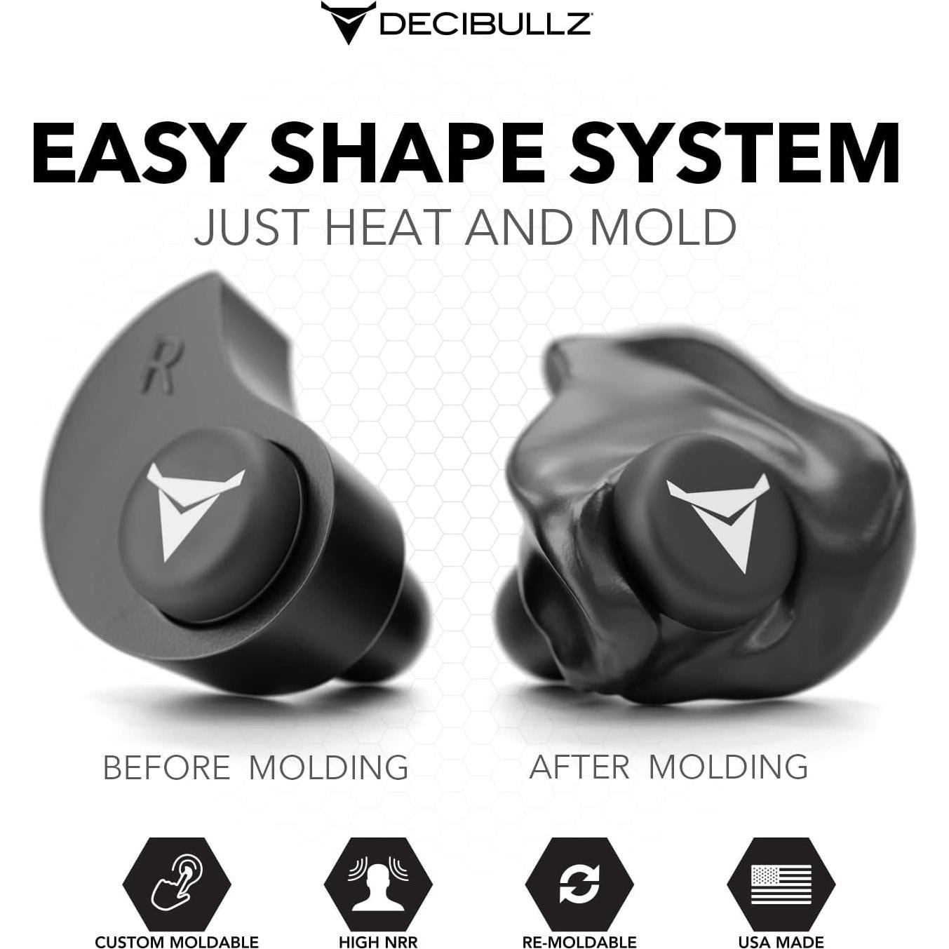 Tapones para Oídos Moldes Decibullz 31dB NRR Negro