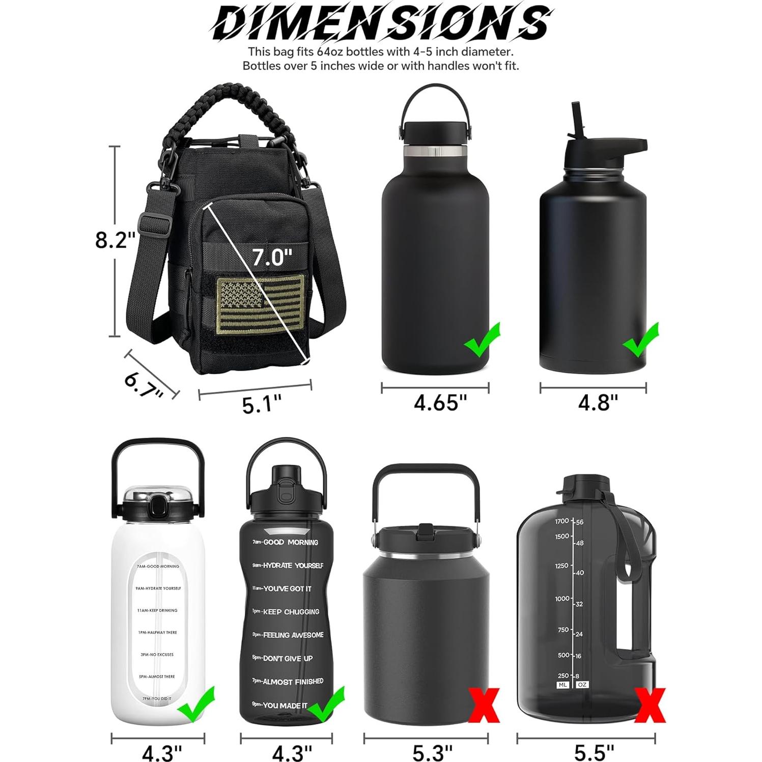 Funda para Botella de Agua DEFUNX 64 Oz Nylon Negra