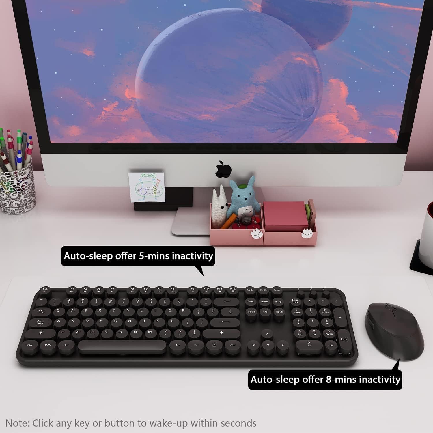 Combo Teclado y Ratón Inalámbrico LETTON v2020, Diseño Retro