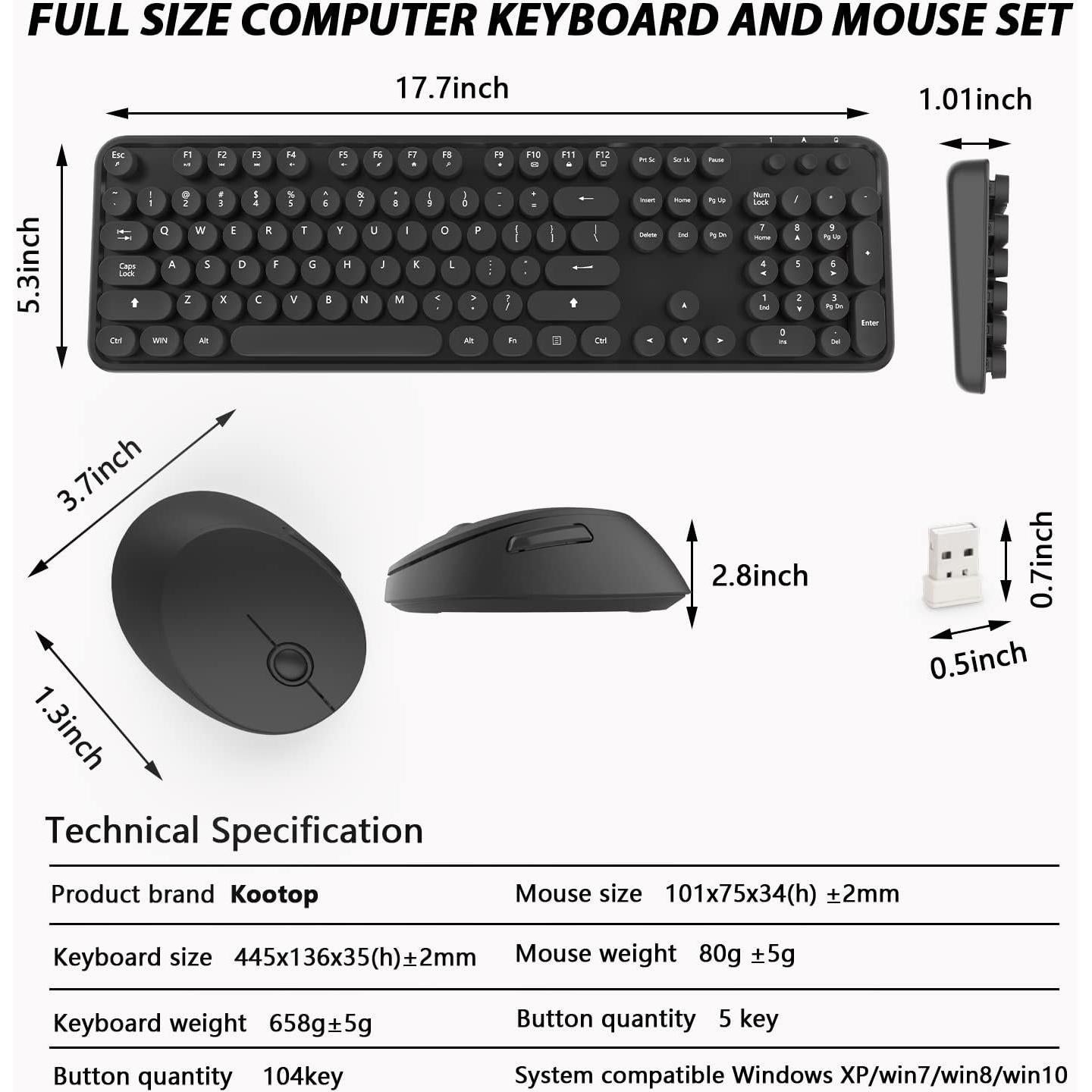Combo Teclado y Ratón Inalámbrico LETTON v2020, Diseño Retro