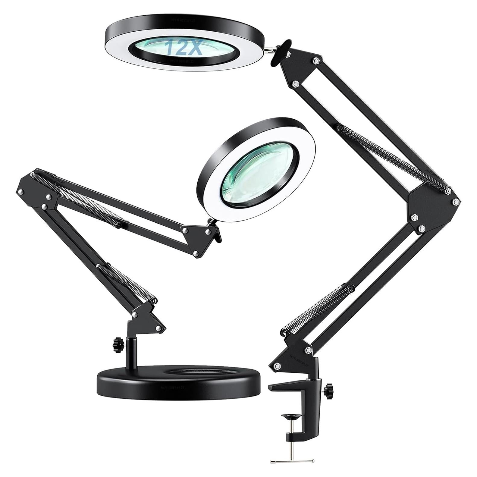 Lámpara de Aumento LED HITTI 12X con Lente de Vidrio 4.2"