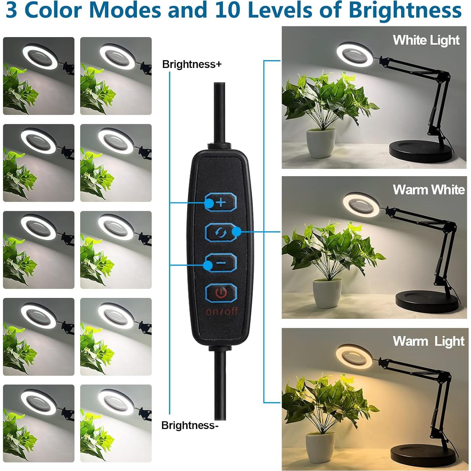 Lámpara de Aumento LED HITTI 12X con Lente de Vidrio 4.2"