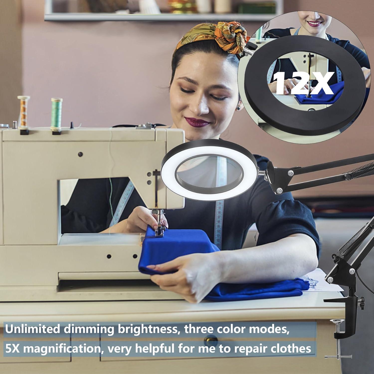 Lámpara de Aumento LED HITTI 12X con Lente de Vidrio 4.2"