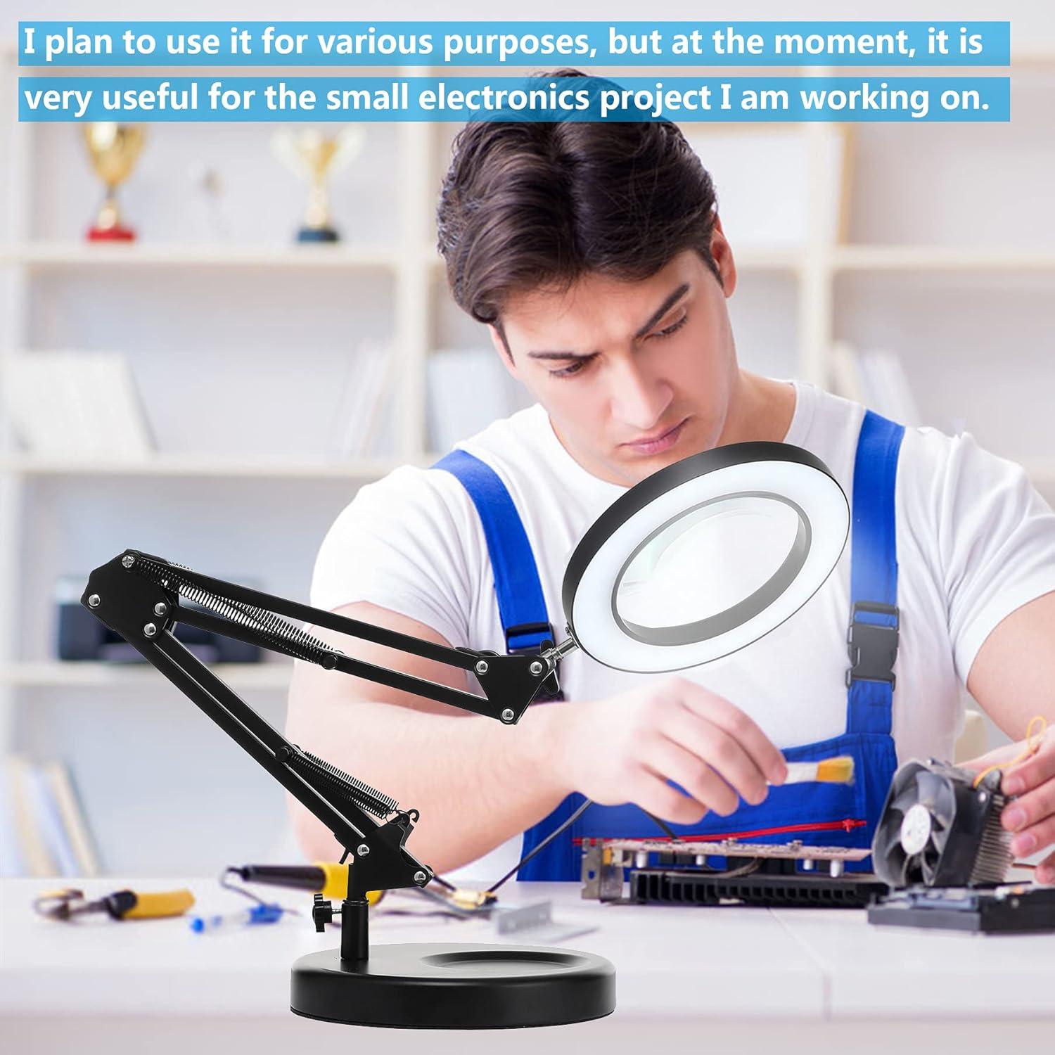 Lámpara de Aumento LED HITTI 12X con Lente de Vidrio 4.2"