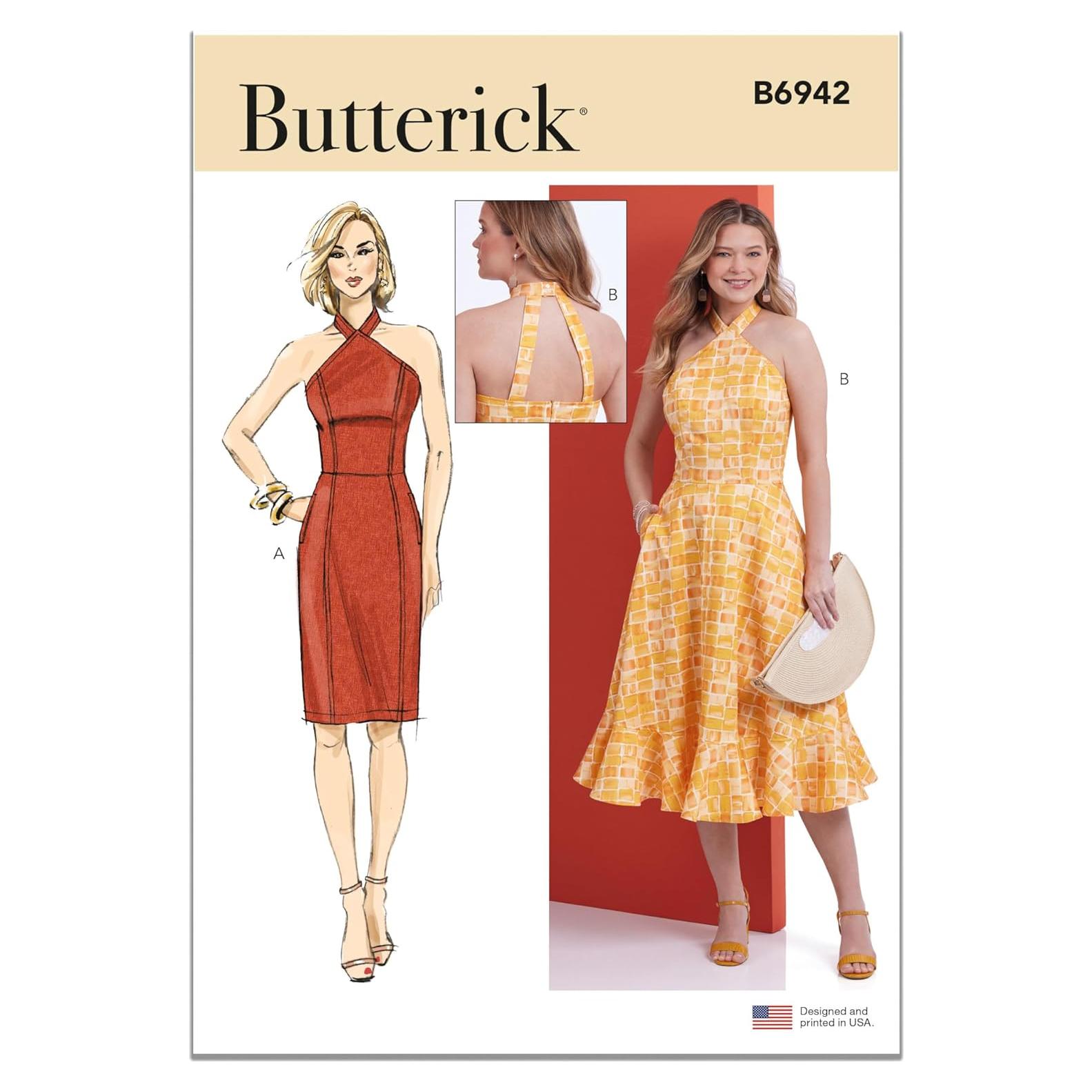 Patrón de Costura Vestido Halter Butterick B6942 Tallas 8-16