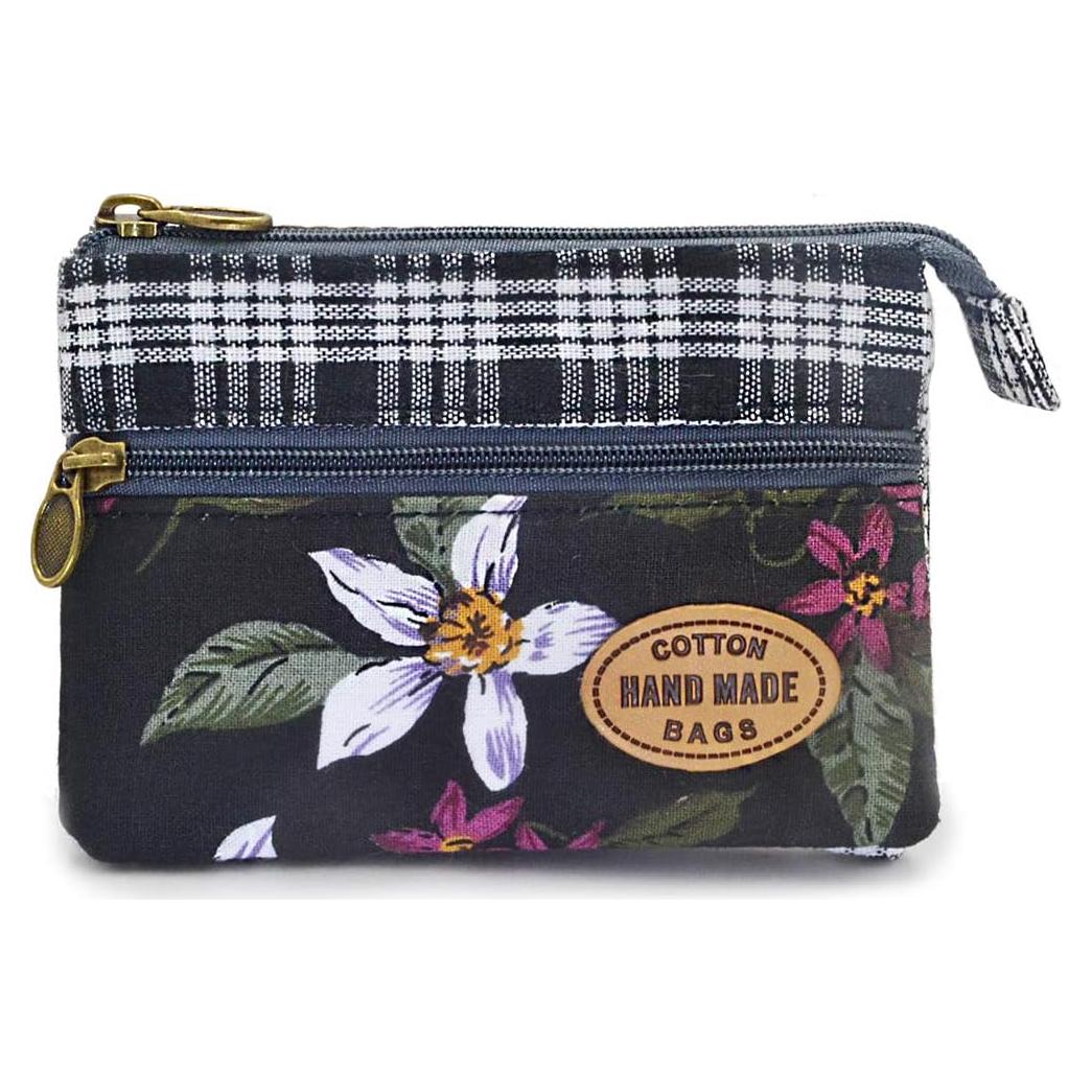 Monedero de Tela Hecho a Mano Floral para Mujeres 12.2x8.9cm