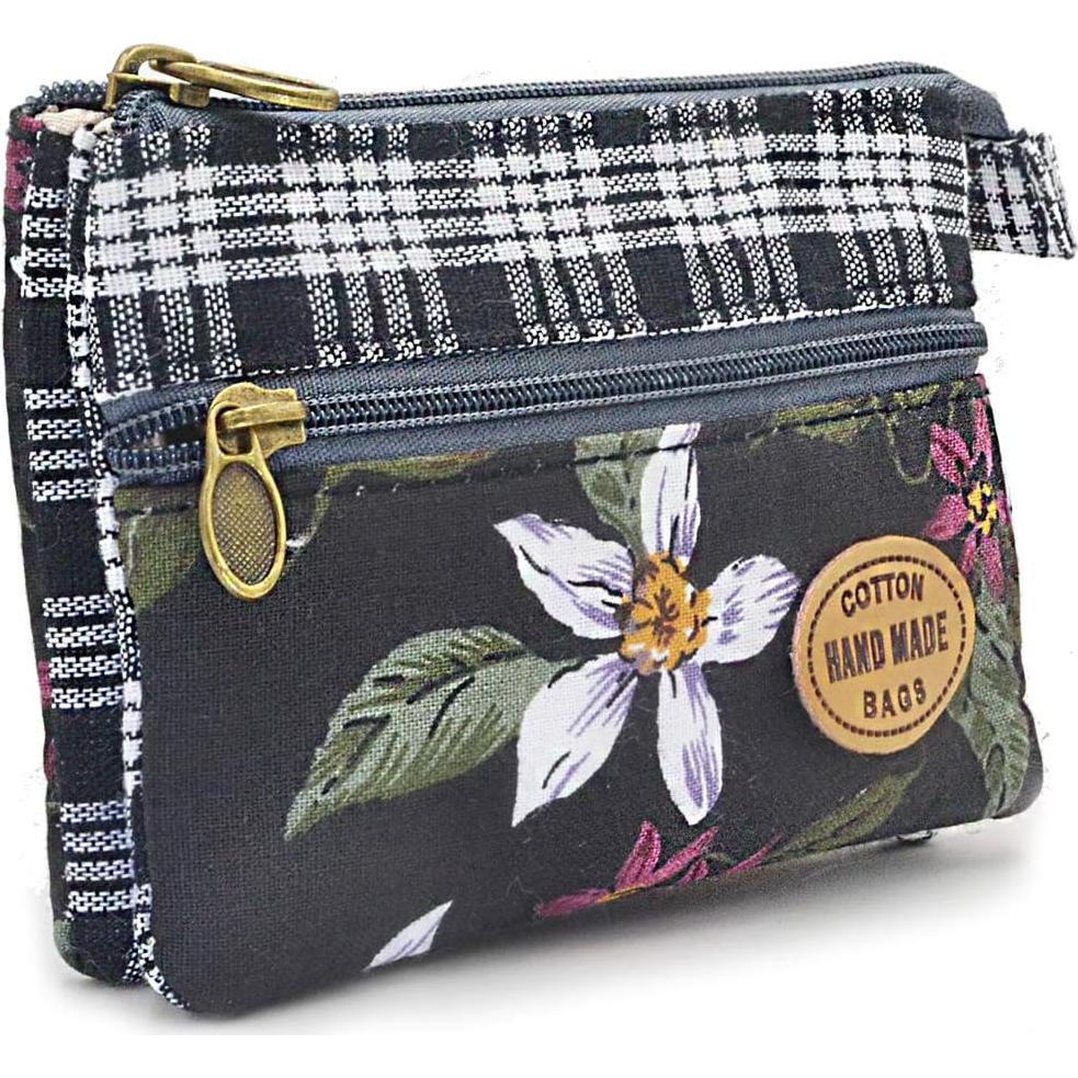 Monedero de Tela Hecho a Mano Floral para Mujeres 12.2x8.9cm