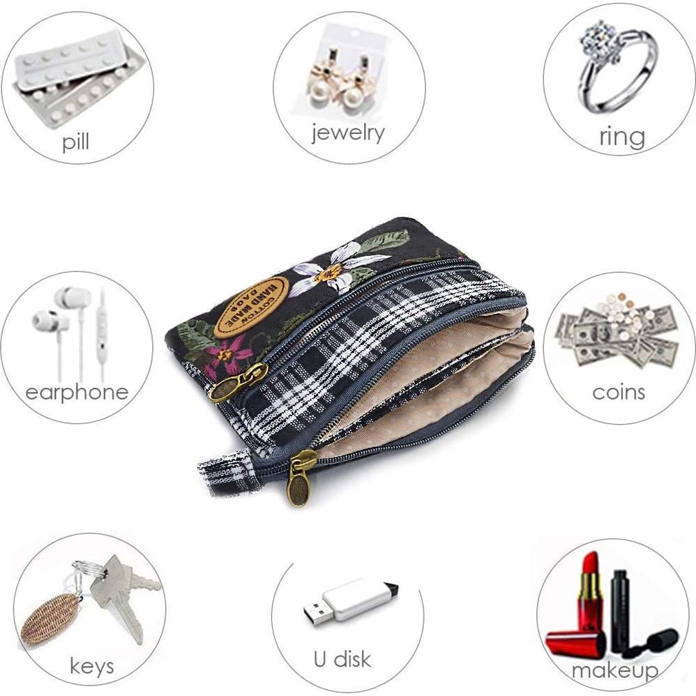 Monedero de Tela Hecho a Mano Floral para Mujeres 12.2x8.9cm