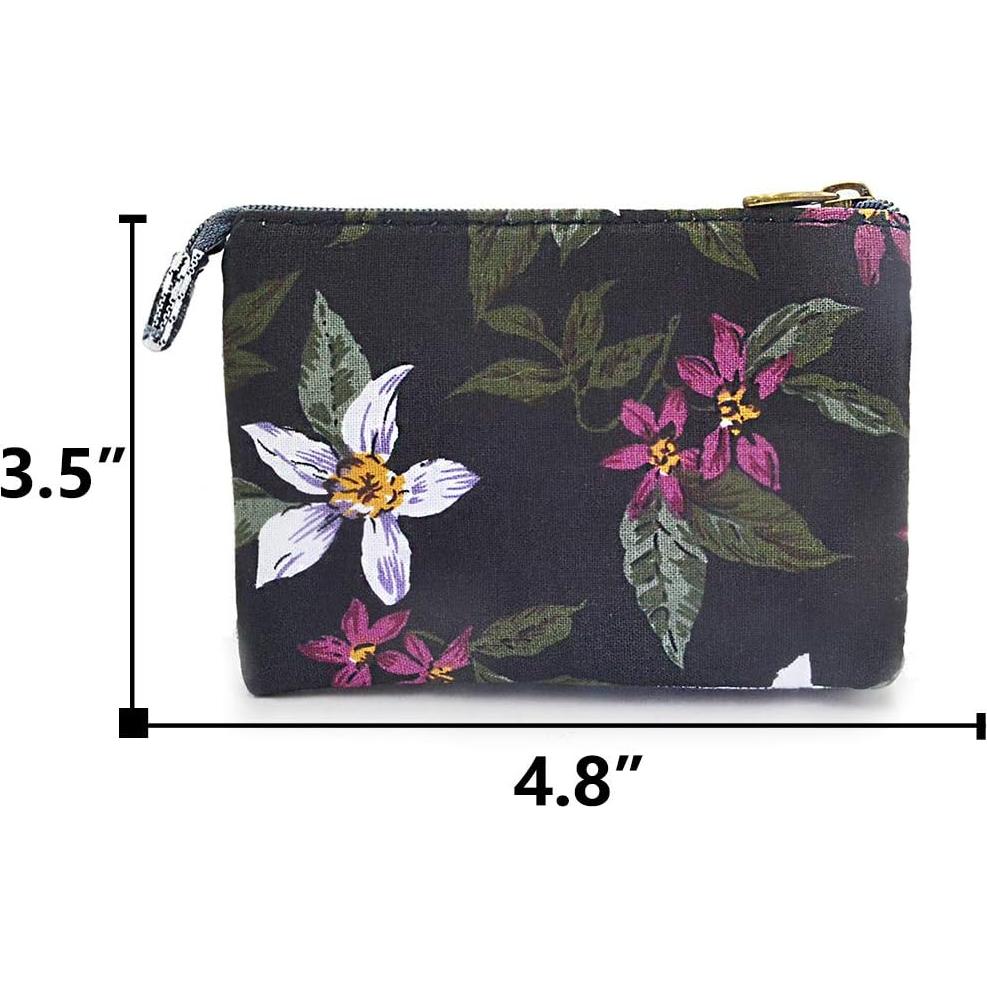 Monedero de Tela Hecho a Mano Floral para Mujeres 12.2x8.9cm