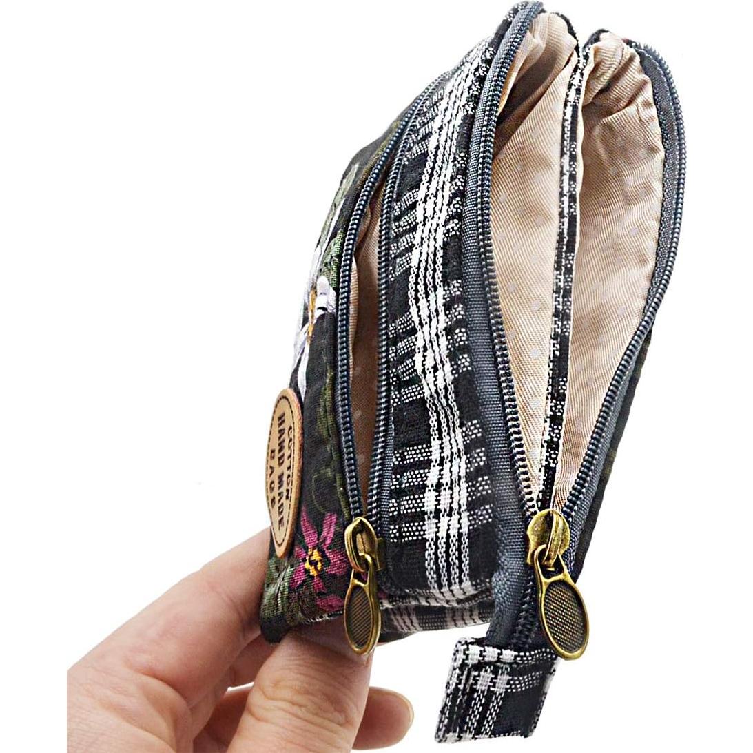 Monedero de Tela Hecho a Mano Floral para Mujeres 12.2x8.9cm