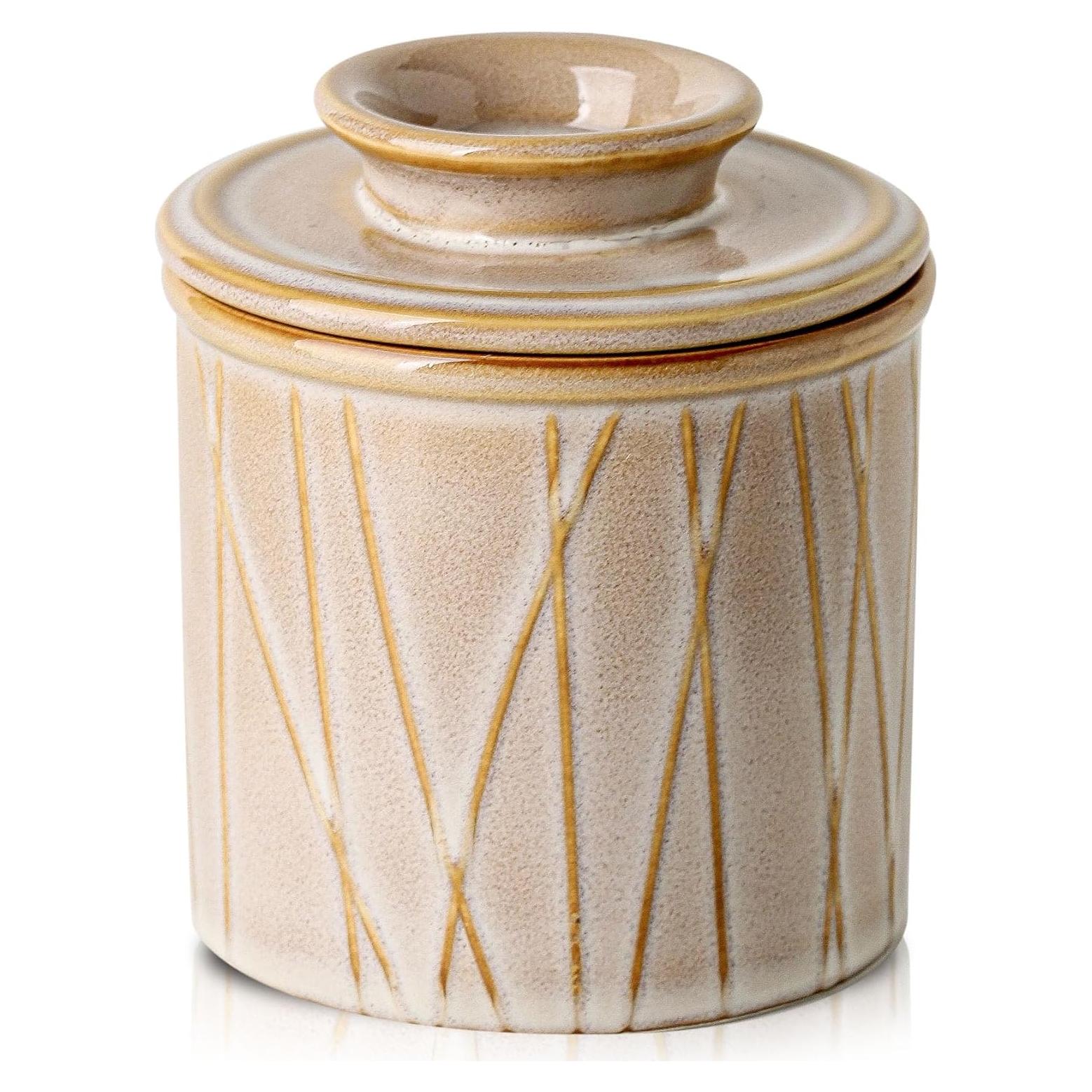 Crock de Mantequilla Cerámica HVH con Tapa y Agua 0.79kg