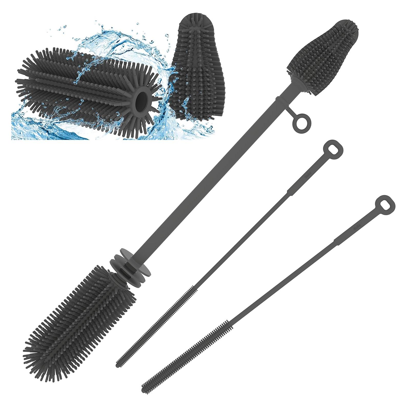 Juego de Cepillos de Silicona WQSS AOEIU para Botellas y Pajitas