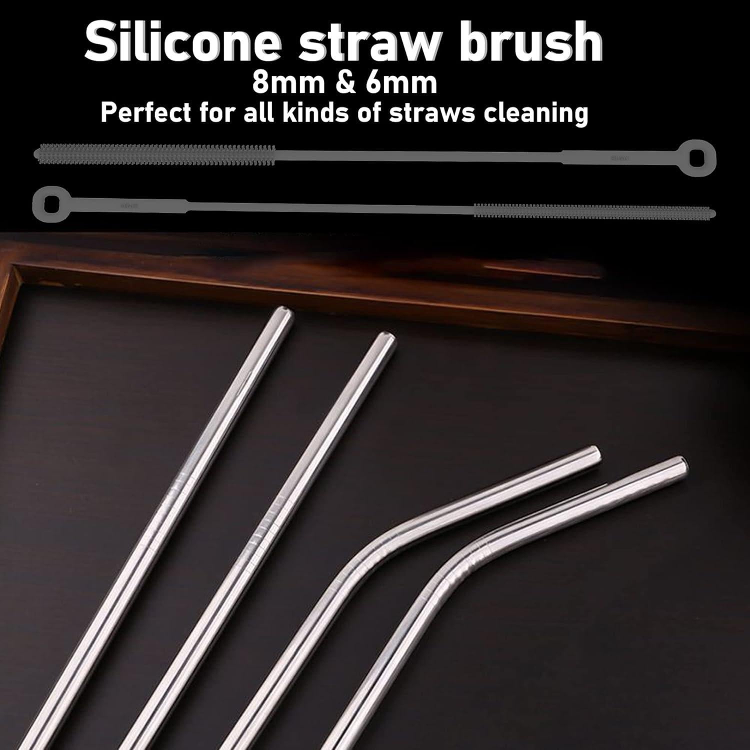 Juego de Cepillos de Silicona WQSS AOEIU para Botellas y Pajitas