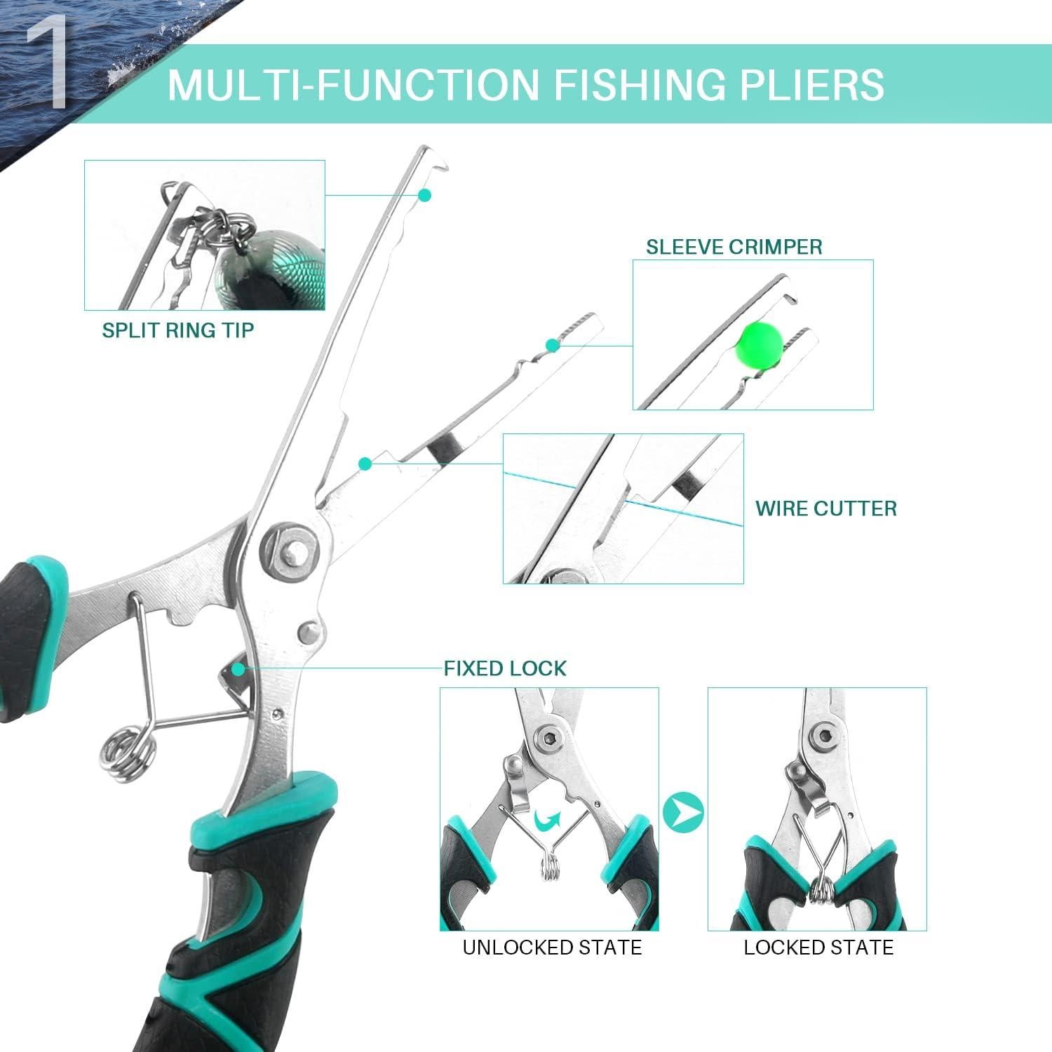 Kit de Herramientas de Pesca mouhike 3 Piezas - Alicates, Agarrador y Removedor