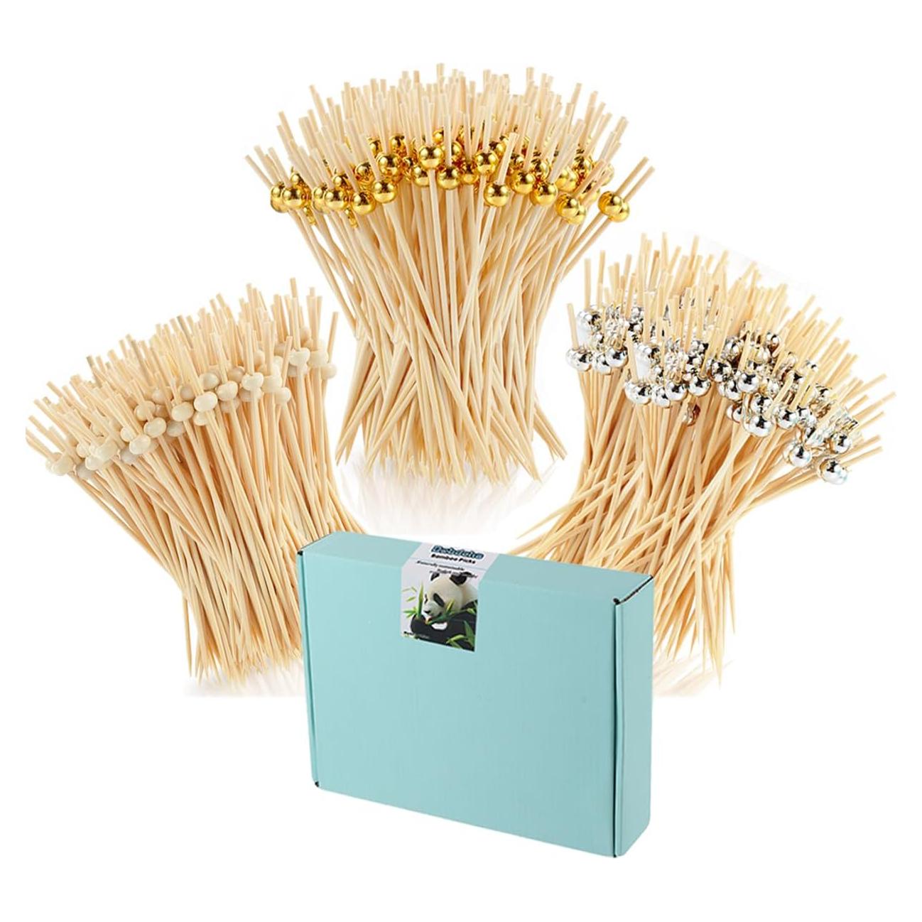 300 Palillos de Cóctel de Bambú para Aperitivos Bxbdcha