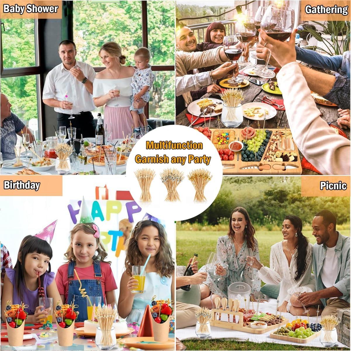 300 Palillos de Cóctel de Bambú para Aperitivos Bxbdcha
