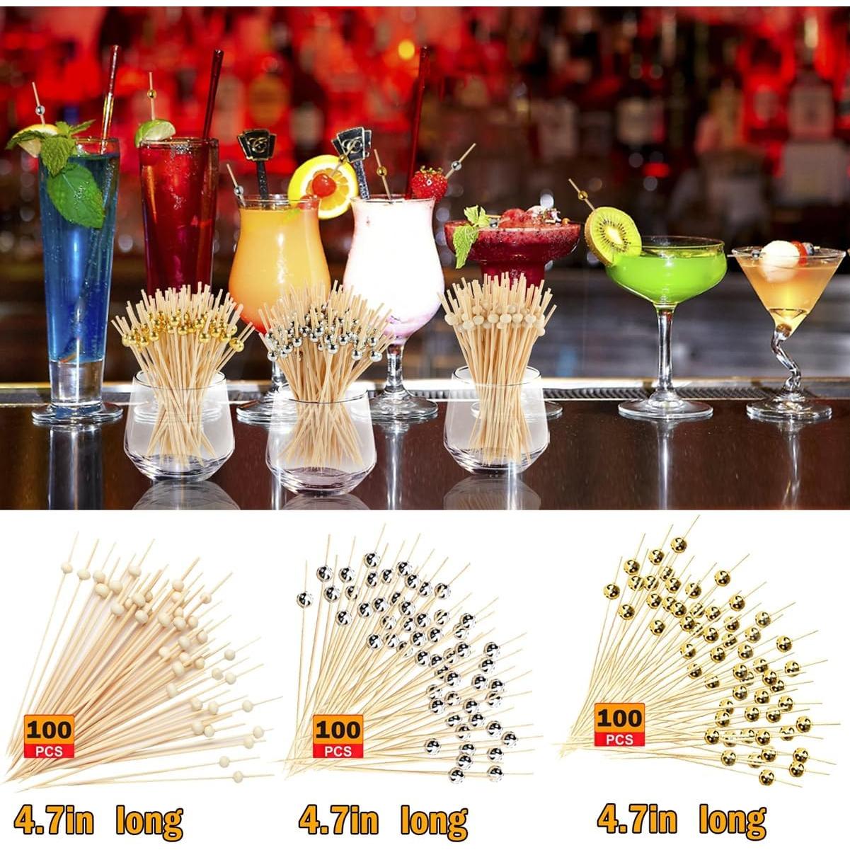 300 Palillos de Cóctel de Bambú para Aperitivos Bxbdcha