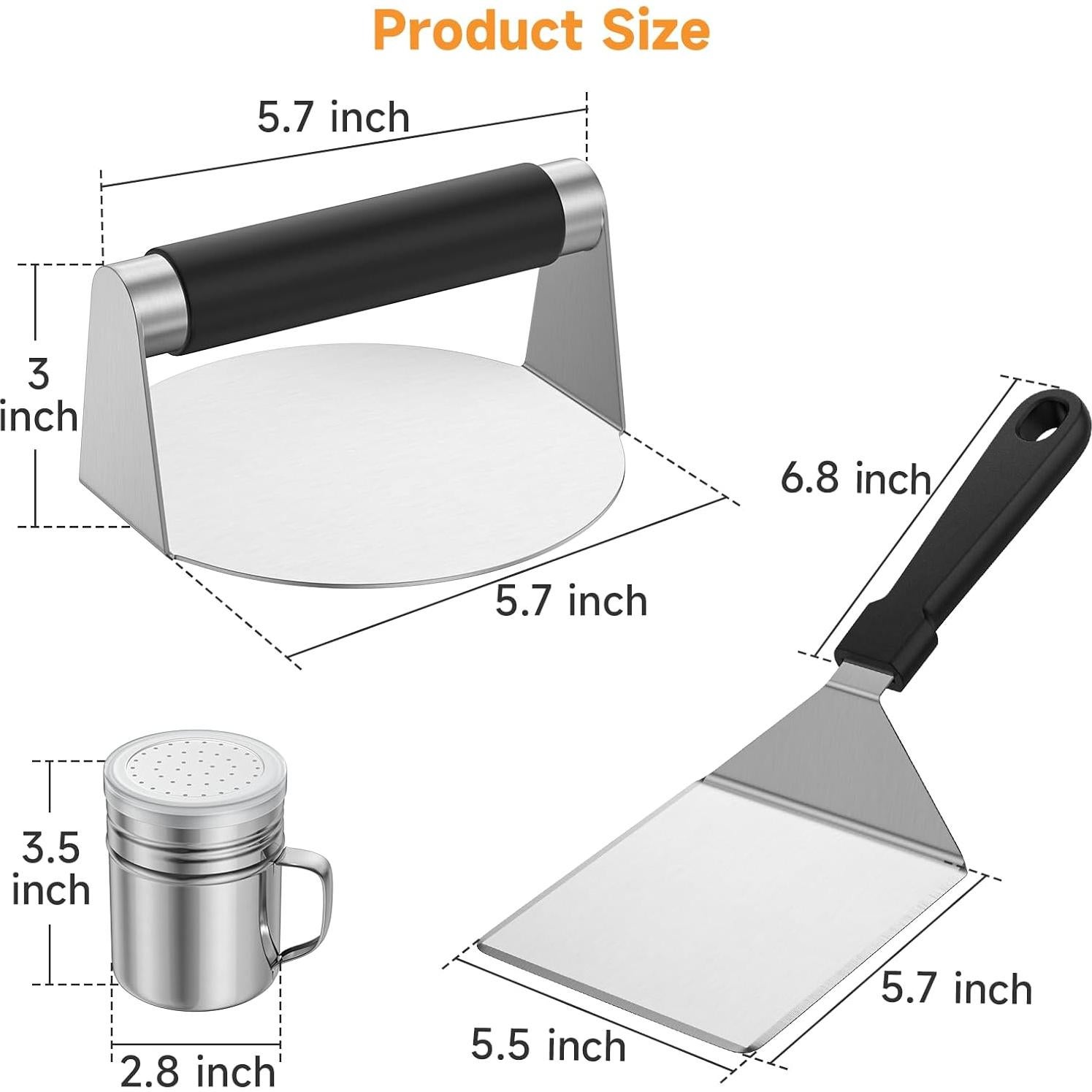 Kit de Prensa para Hamburguesas SHINESTAR 3 Piezas Acero Inoxidable