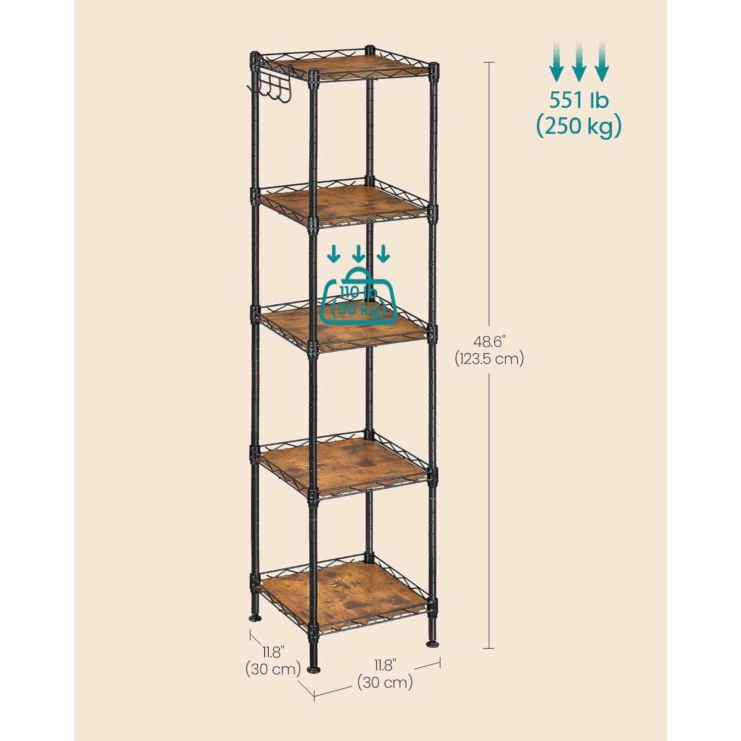 Estante de Baño SONGMICS 5 Niveles Ajustable Negro Rústico