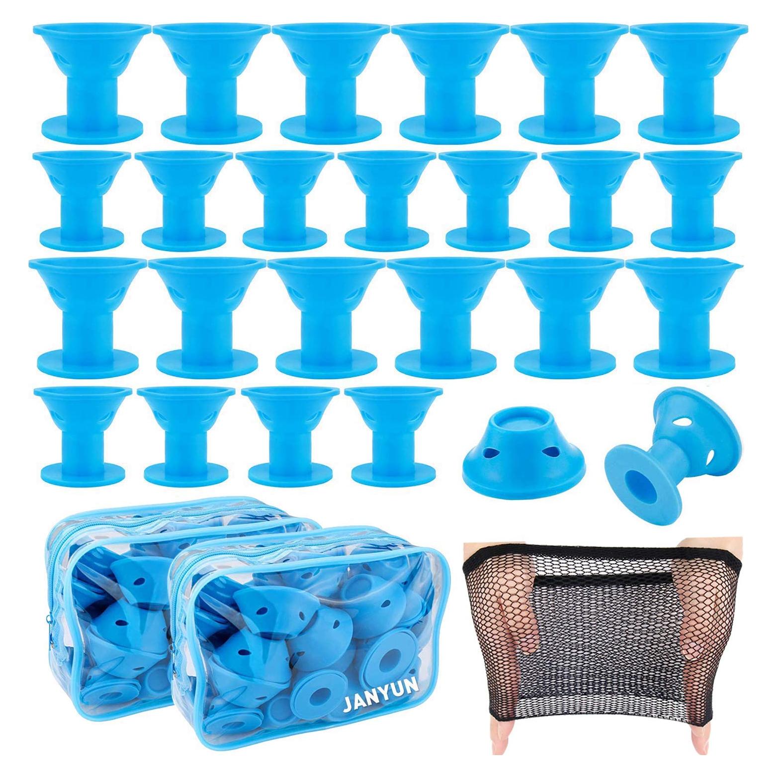 Conjunto de Rulos de Silicona Mágicos JANYUN - 80 Piezas Azul