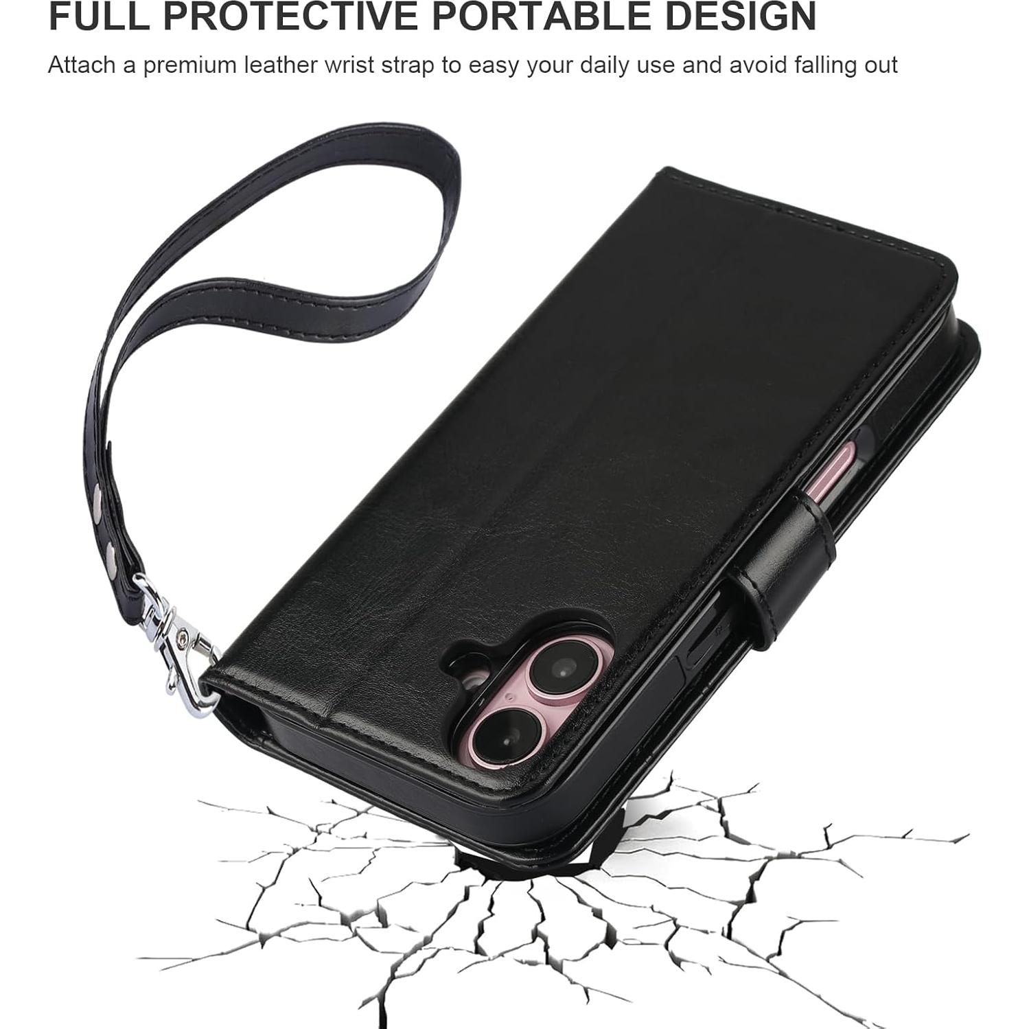 Funda Cartera Desmontable Bocasal para iPhone 16 6.1" RFID Negro
