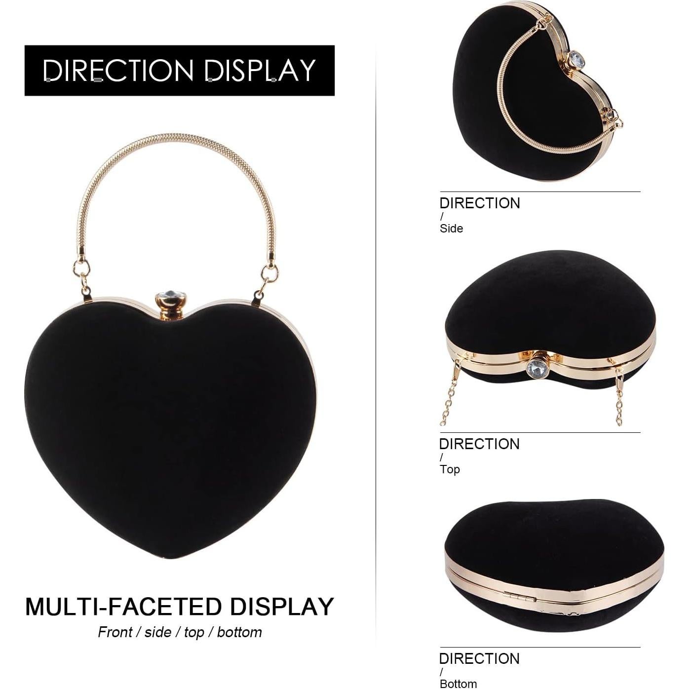 Bolso Clutch de Corazón LUI SUI para Mujeres - Rojo/Negro/Púrpura/Azul