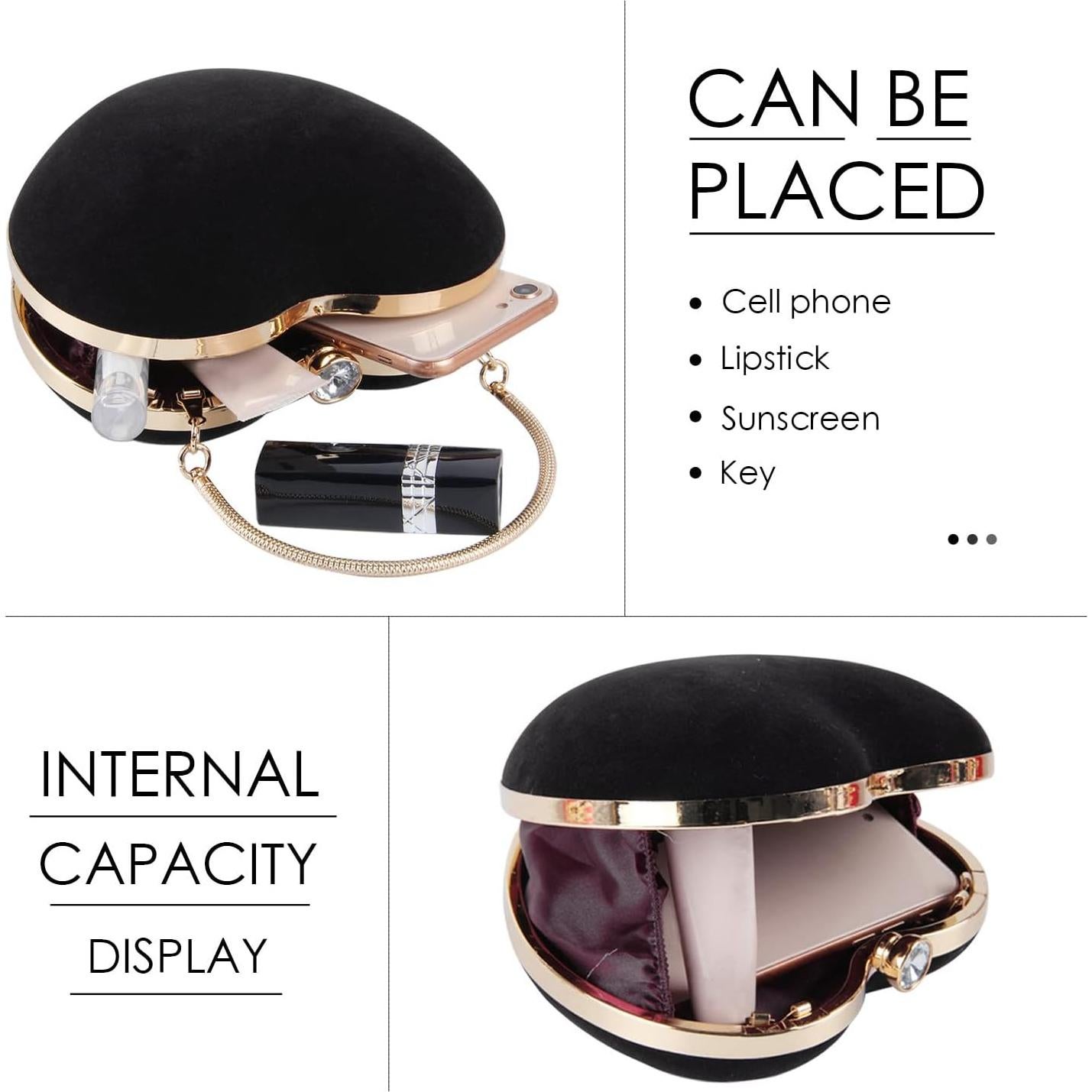 Bolso Clutch de Corazón LUI SUI para Mujeres - Rojo/Negro/Púrpura/Azul