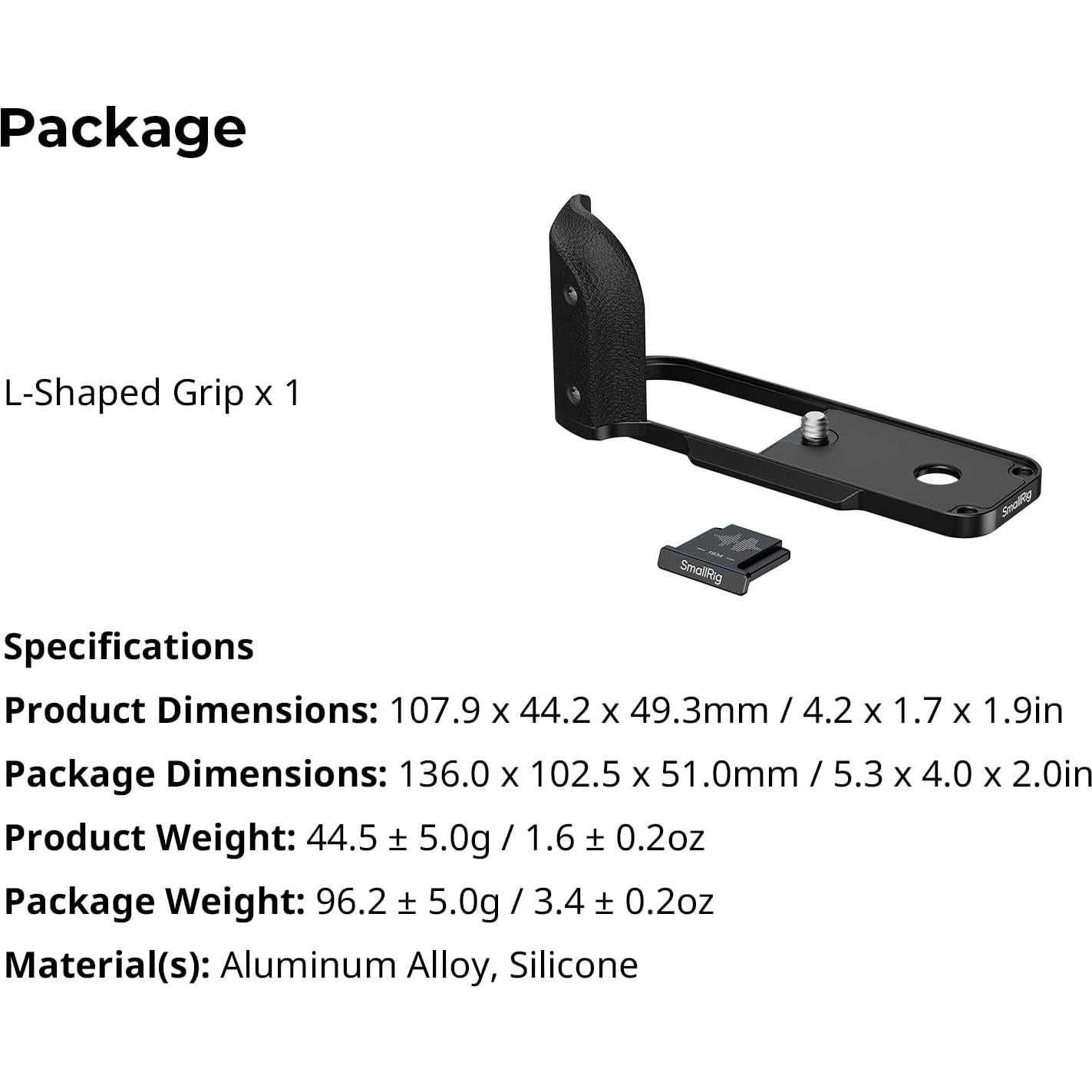 Mango en L SmallRig 5332 para cámara FUJIFILM X Half - Negro