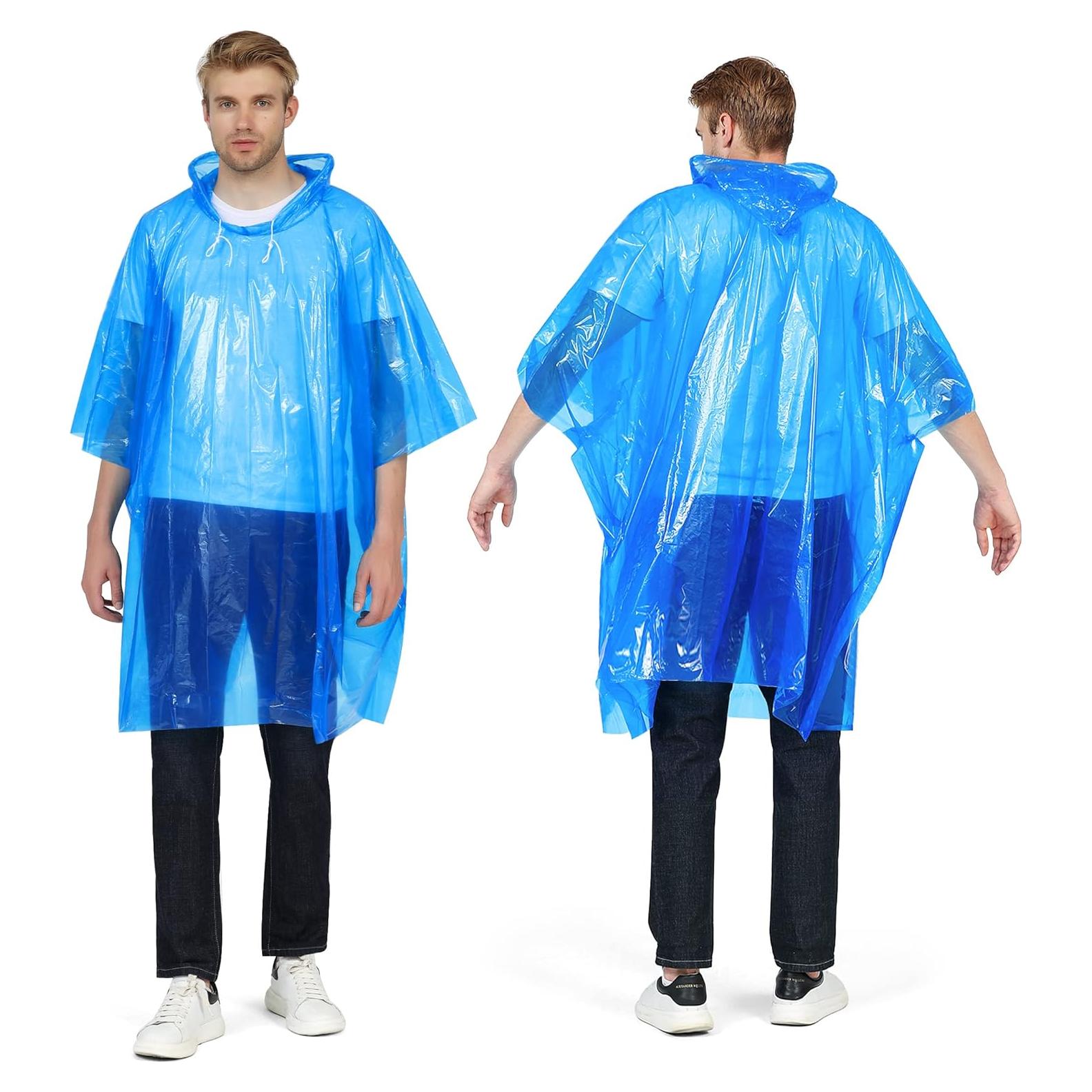 Paquete de 6 Ponchos de Lluvia Desechables FENENIK Azul
