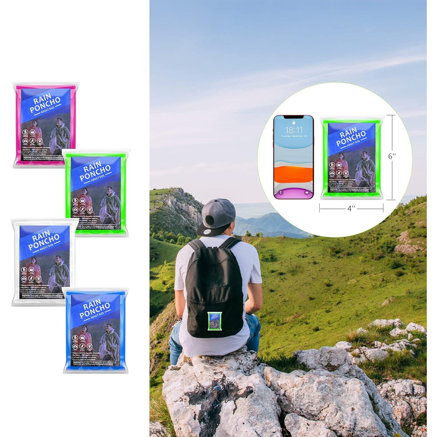 Paquete de 6 Ponchos de Lluvia Desechables FENENIK Azul