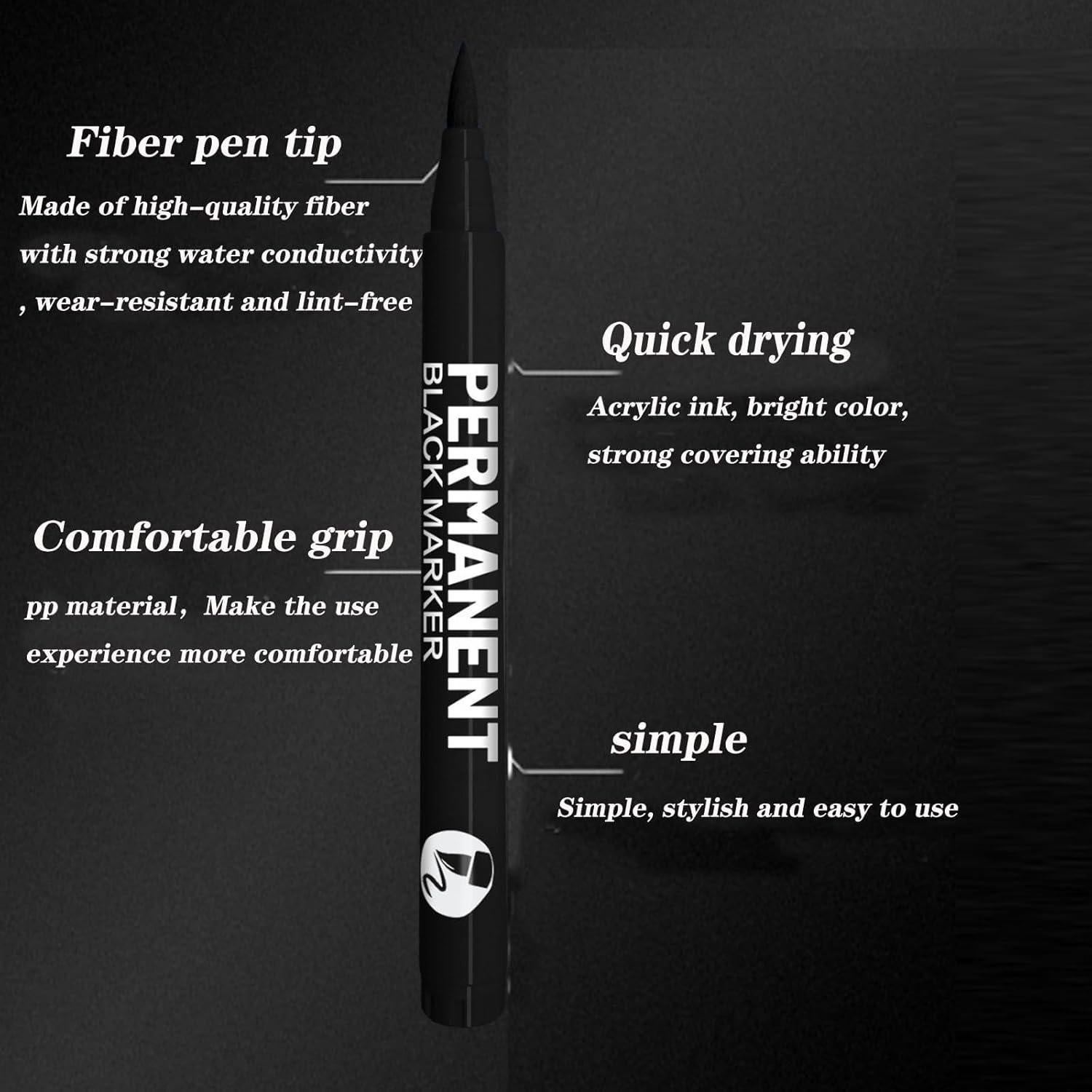 9 Marcadores de Pintura Acrílica Negra LMMINBZ Punta Fina