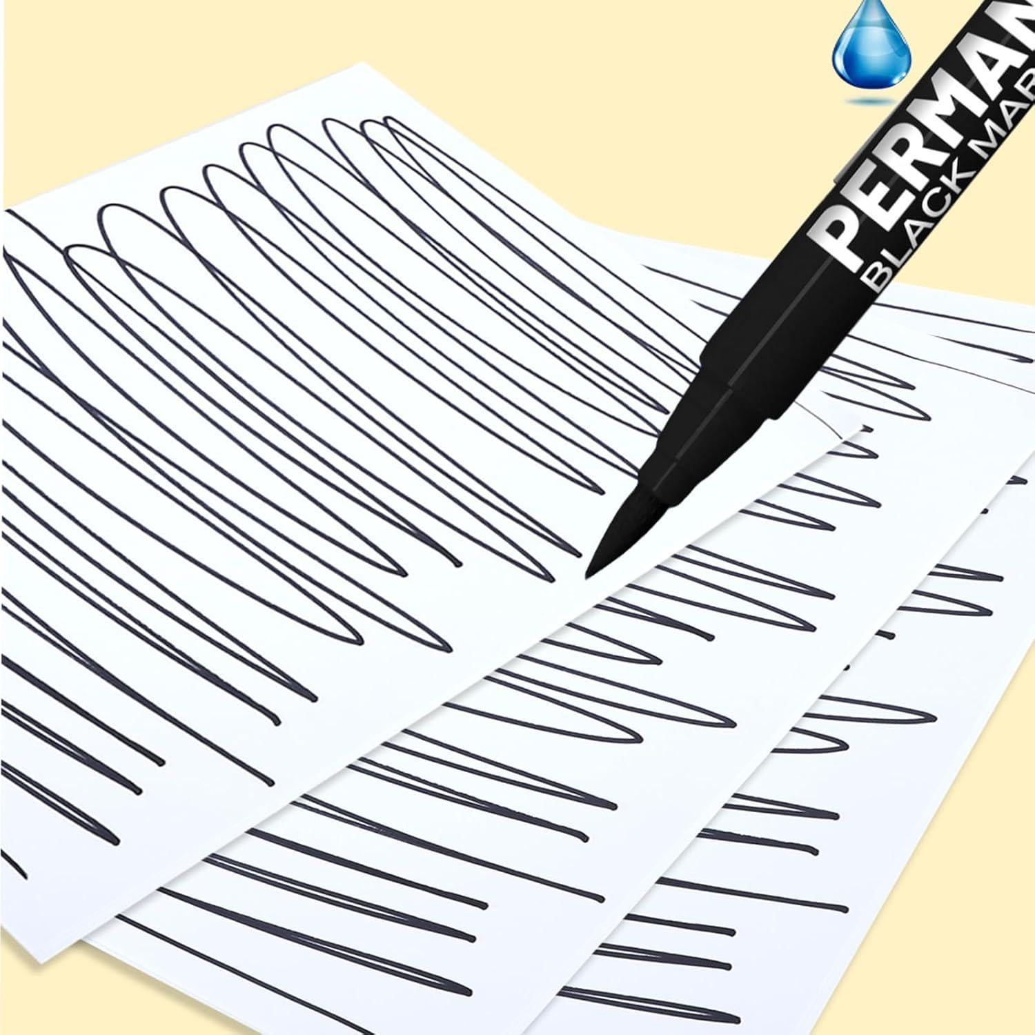 9 Marcadores de Pintura Acrílica Negra LMMINBZ Punta Fina