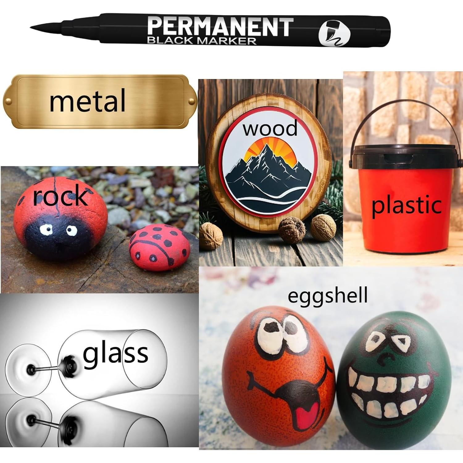 9 Marcadores de Pintura Acrílica Negra LMMINBZ Punta Fina