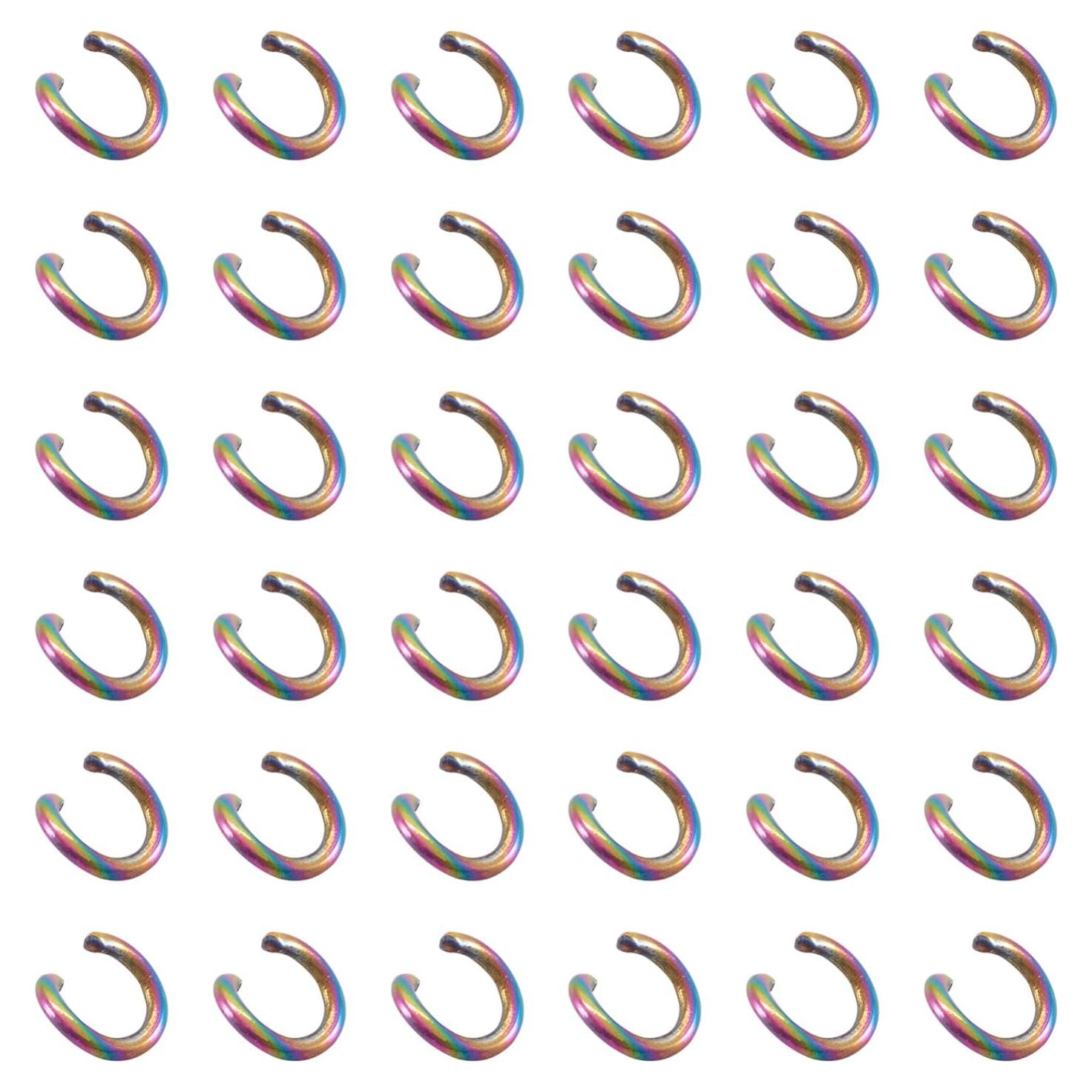 KISSITTY 100 Anillas de Salto Abiertas Arcoíris 3.5mm Acero Inoxidable