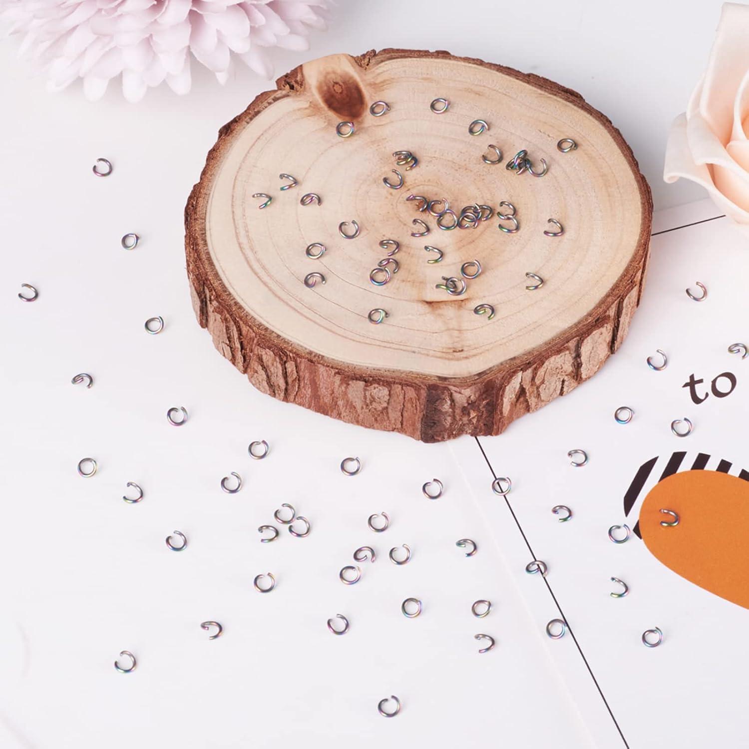 KISSITTY 100 Anillas de Salto Abiertas Arcoíris 3.5mm Acero Inoxidable