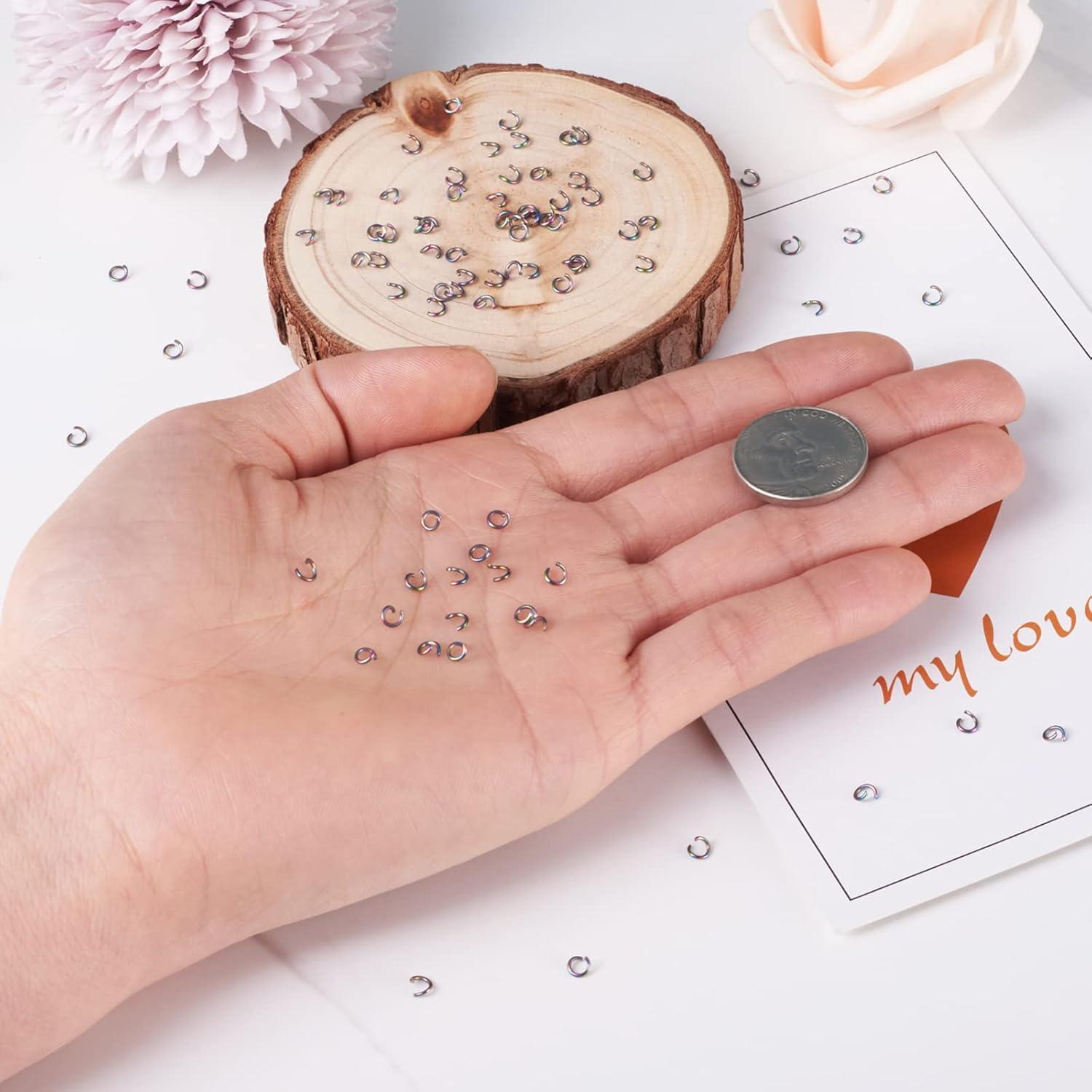 KISSITTY 100 Anillas de Salto Abiertas Arcoíris 3.5mm Acero Inoxidable