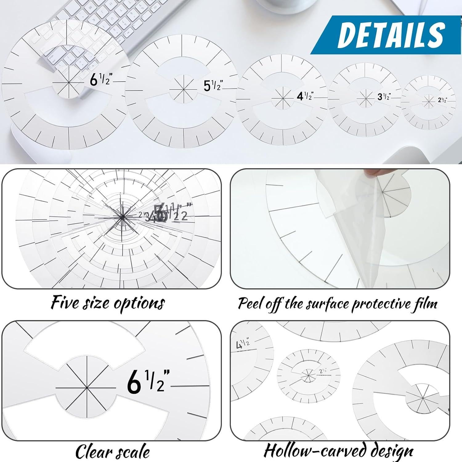 Conjunto de Reglas de Acolchado Geyee 5 Piezas Acrílico