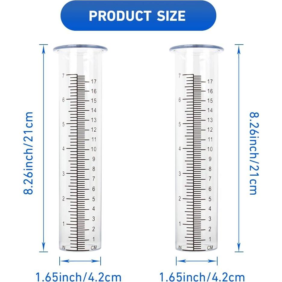 Paquete de 2 Tubos de Reemplazo para Medidor de Lluvia VEWOGIFT 17.78 cm
