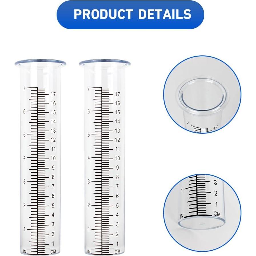 Paquete de 2 Tubos de Reemplazo para Medidor de Lluvia VEWOGIFT 17.78 cm
