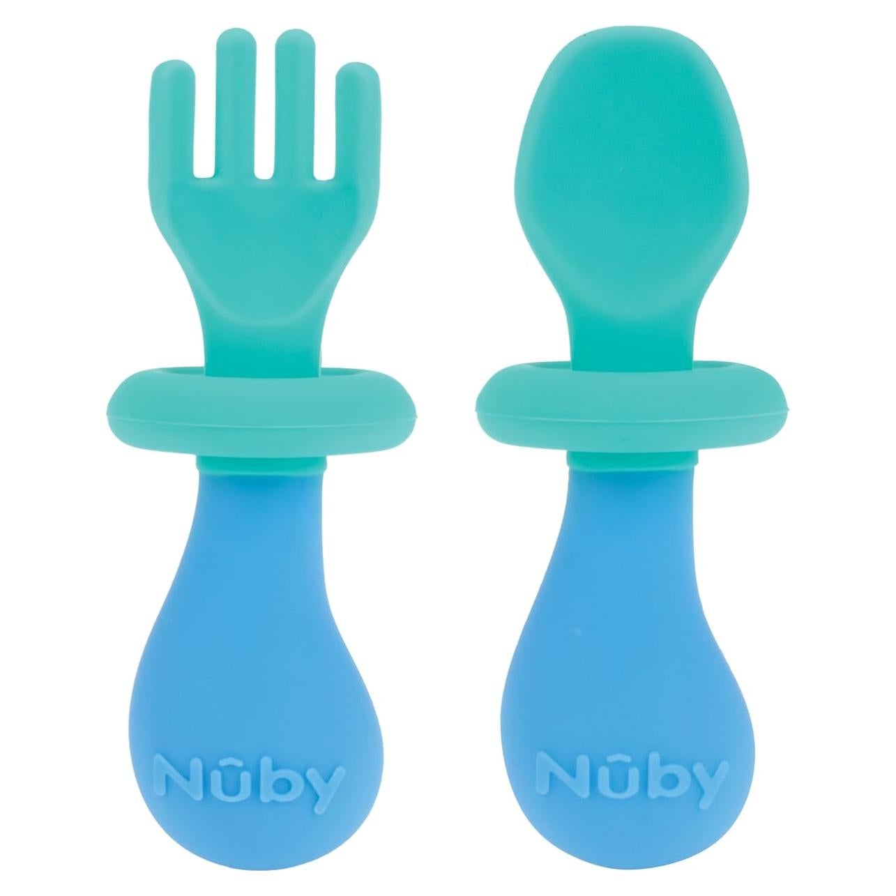 Juego de Tenedor y Cuchara Nuby - Silicona Suave con Seguridad