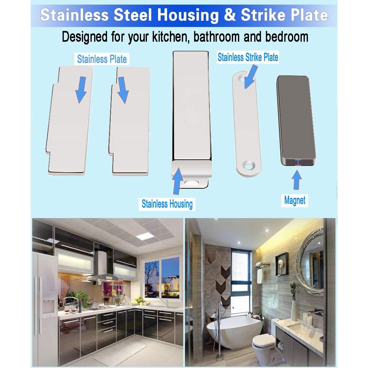 Cierre de puerta magnético WOOCH 30 lb acero inoxidable negro 2 pz