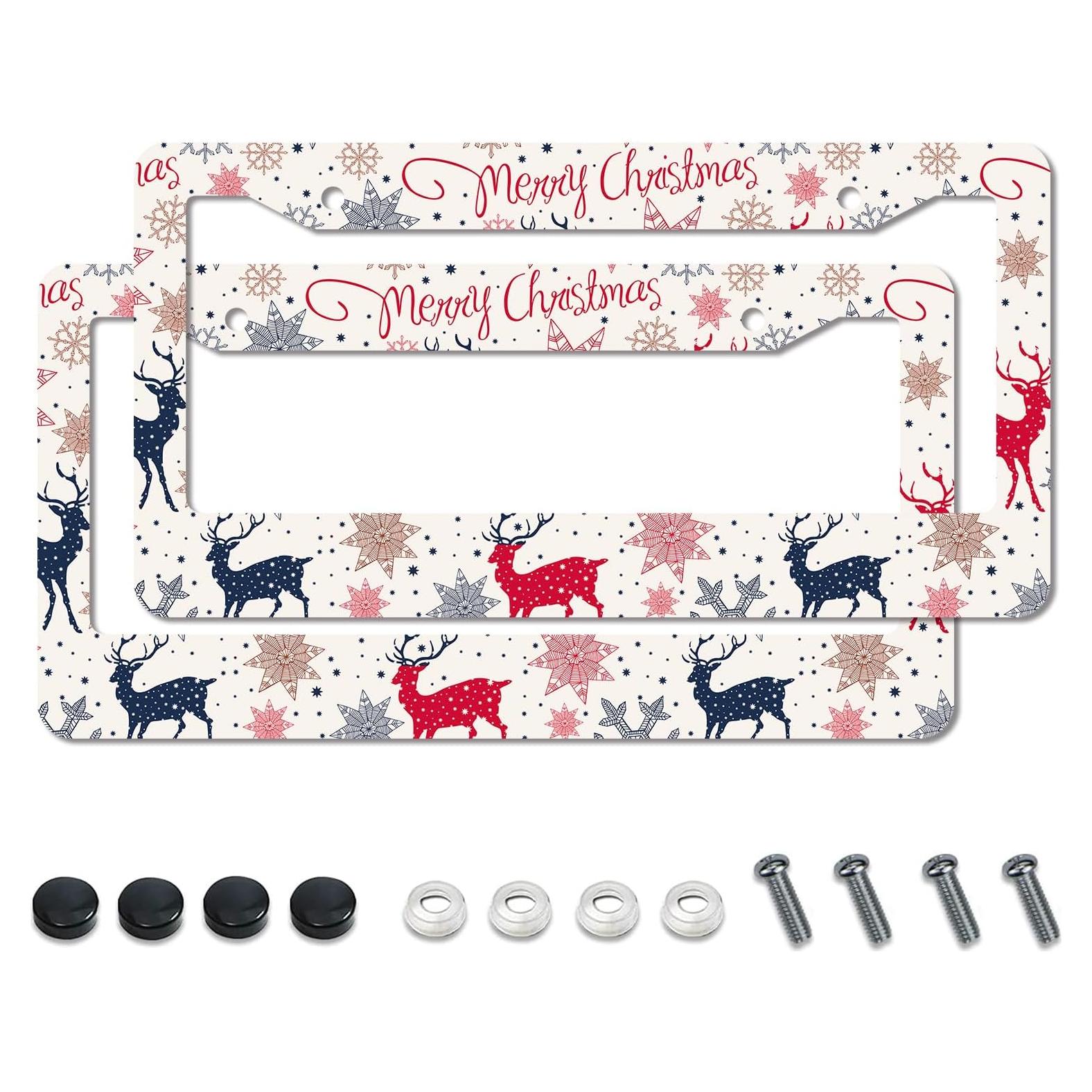 Marco de Placa de Licencia Reno de Navidad WUBJYGGK - Paquete de 2