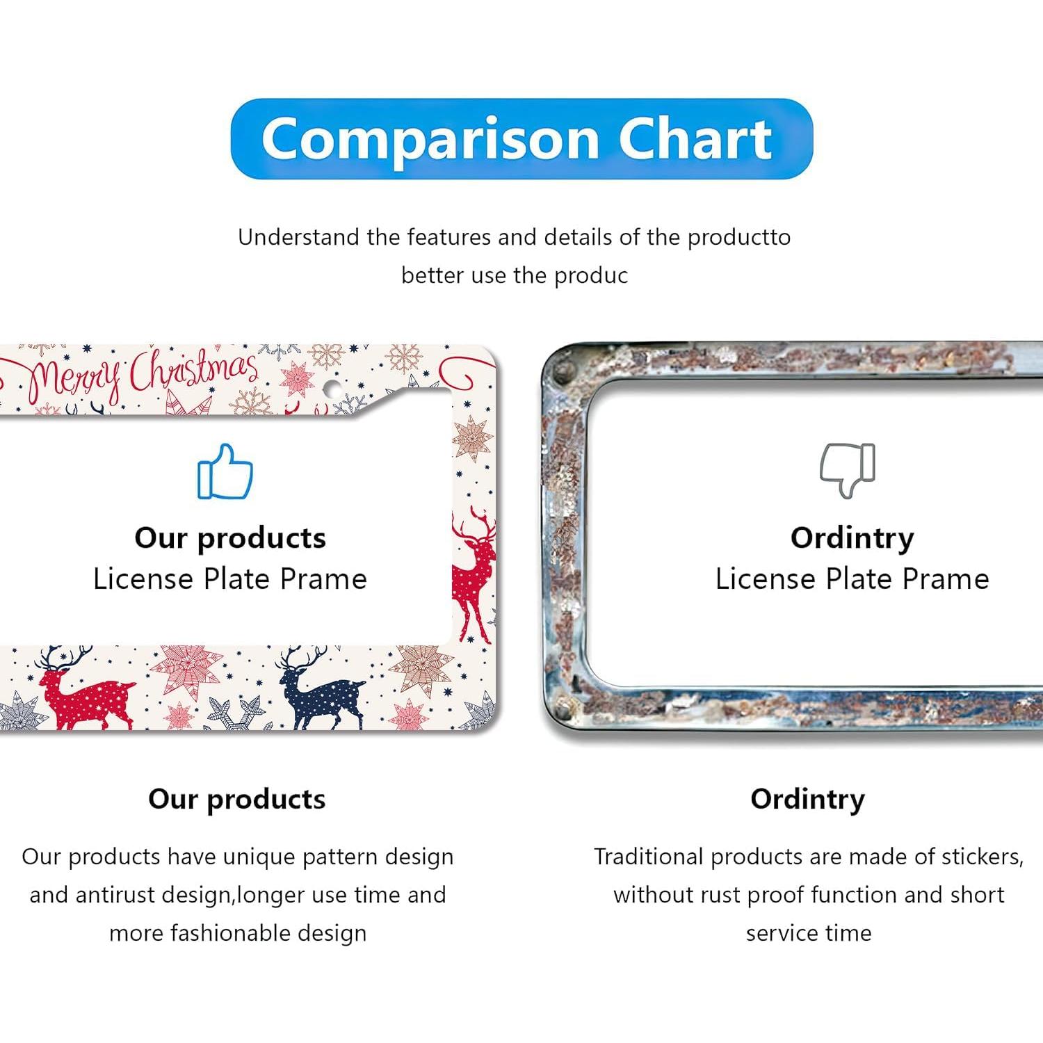Marco de Placa de Licencia Reno de Navidad WUBJYGGK - Paquete de 2