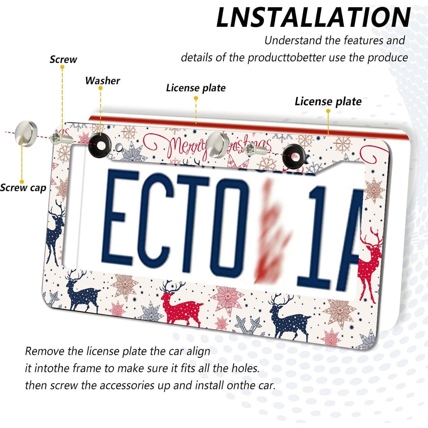 Marco de Placa de Licencia Reno de Navidad WUBJYGGK - Paquete de 2