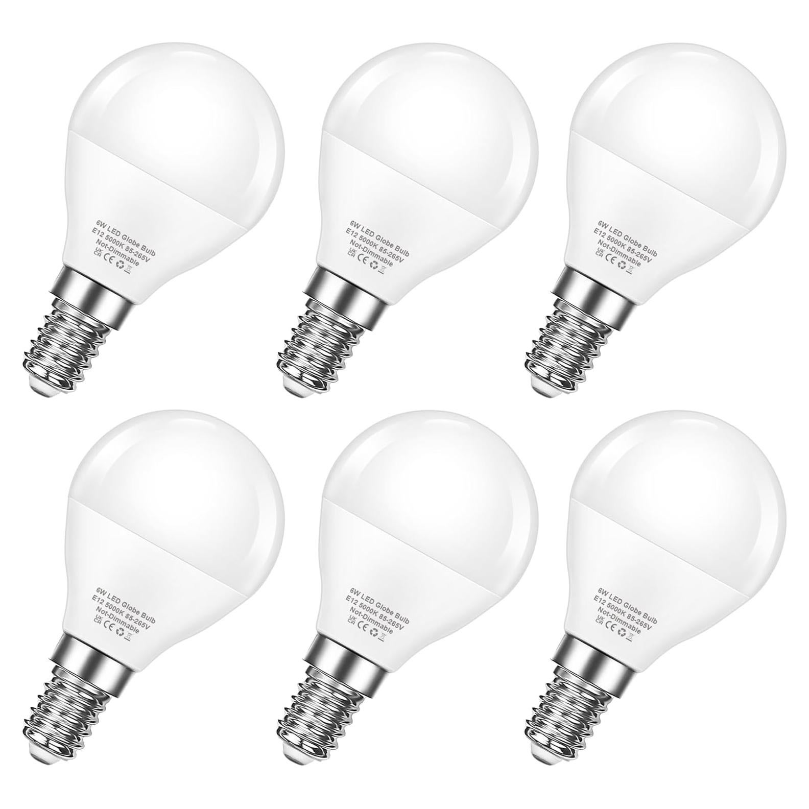 Bombillas LED E12 EvaStary 6W Luz Diurna 5000K Paquete de 6