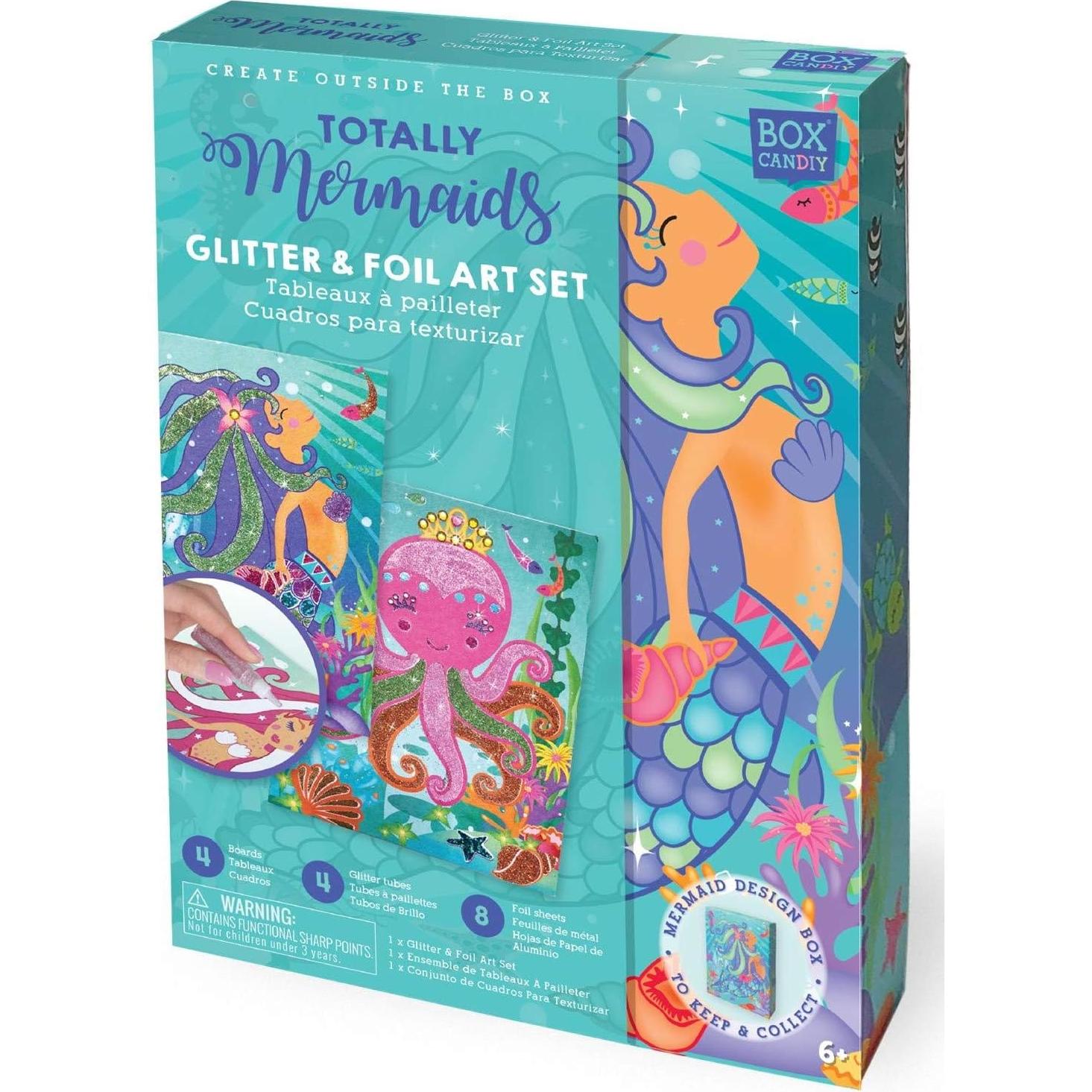 Kit de Arte con Brillo y Foil BOX CANDIY Sirenas 4 Piezas