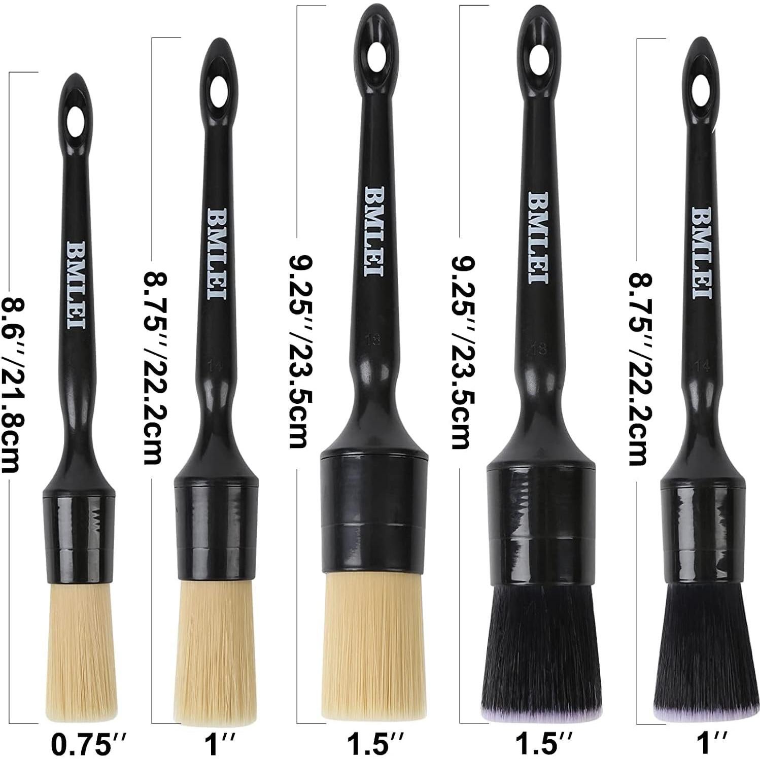 Juego de 5 cepillos de detallado BMLEI para auto - limpieza interior y exterior