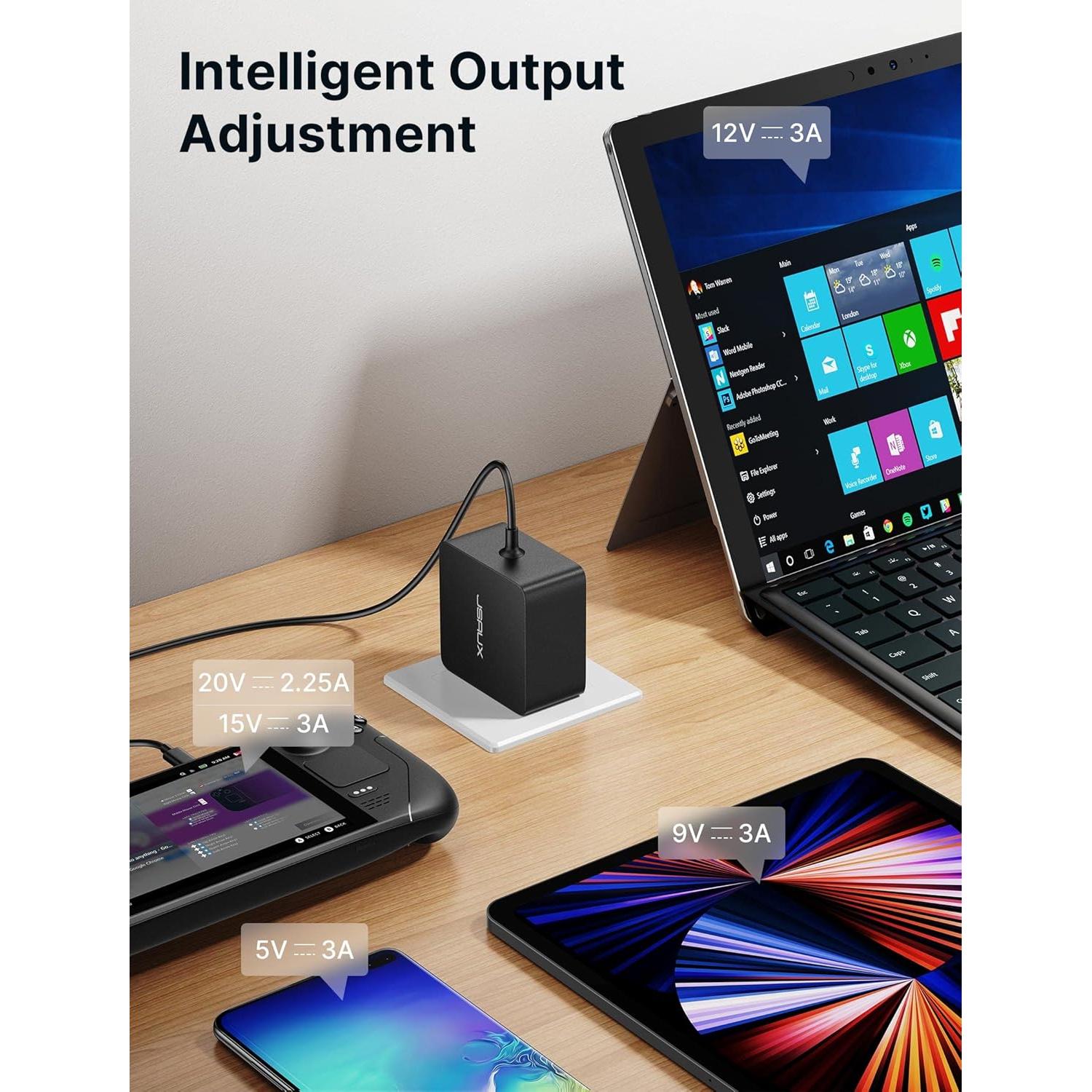 Cargador JSAUX 45W USB C con Cable 5FT para Steam Deck y Switch