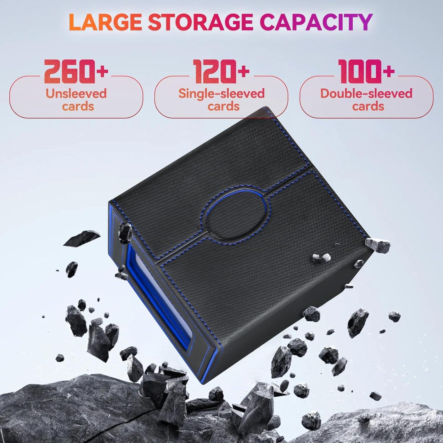 Caja de Barajas Viyohoh para MTG - 100 Cartas Dobladas, Negro y Azul