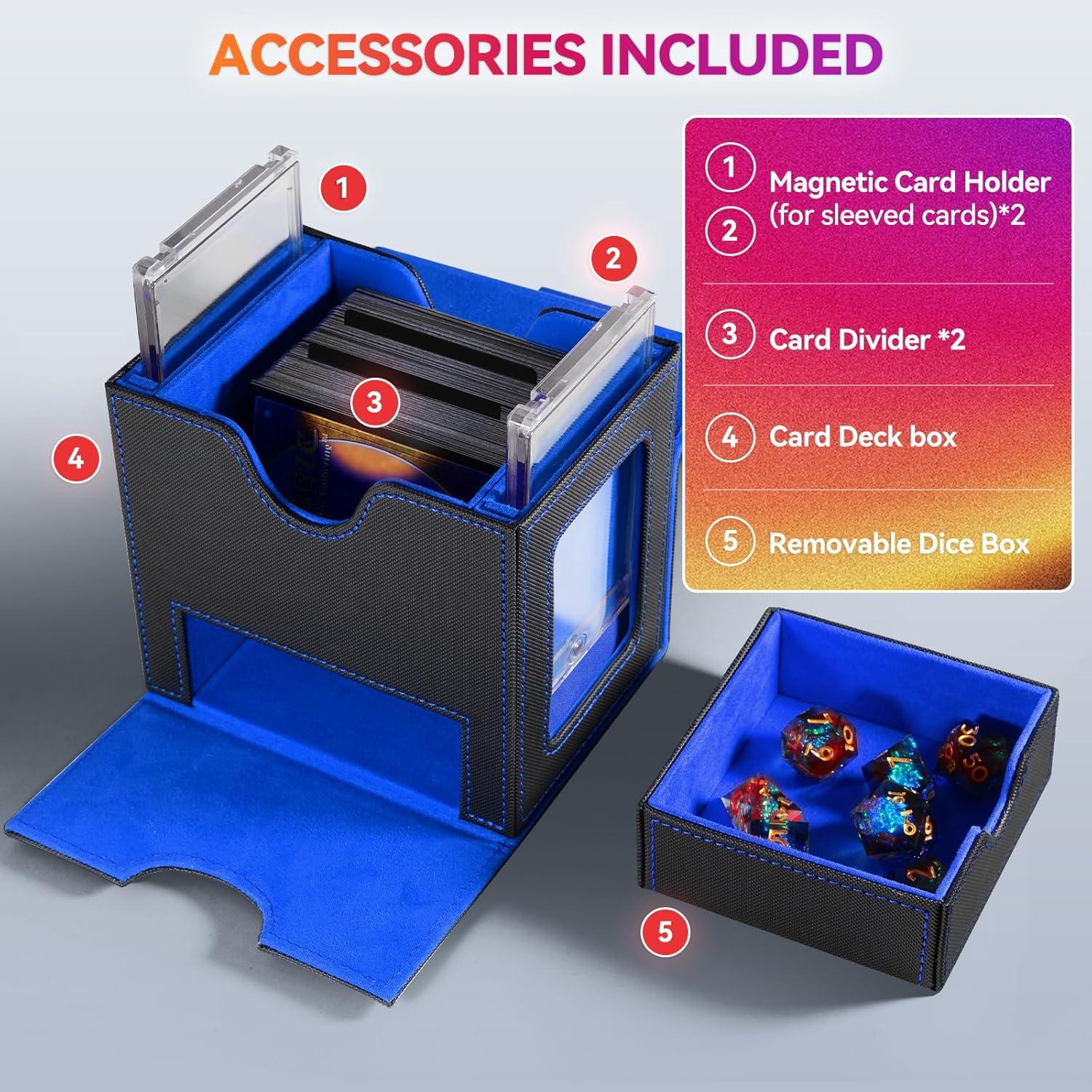 Caja de Barajas Viyohoh para MTG - 100 Cartas Dobladas, Negro y Azul